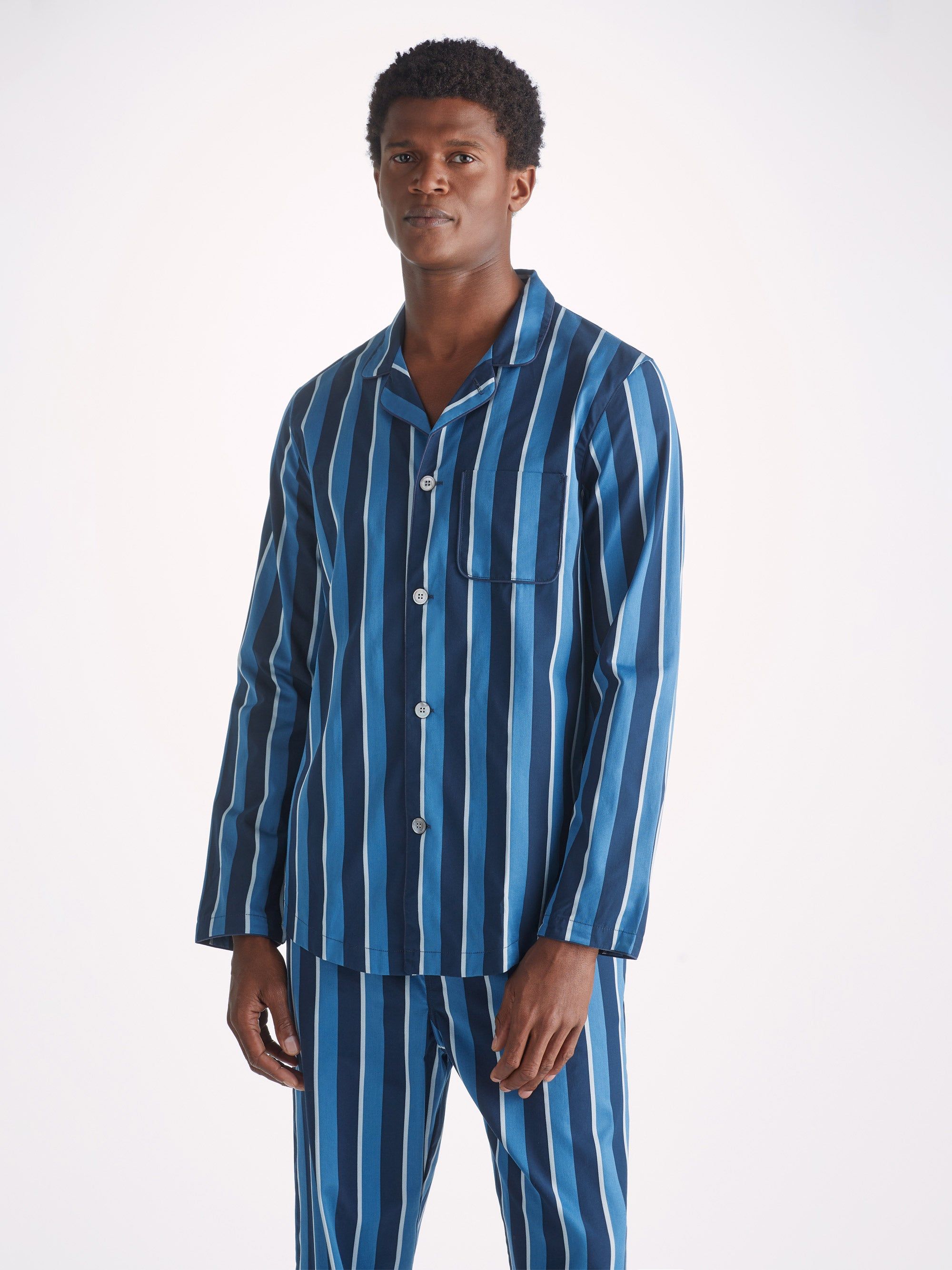 Men's Modern Fit Pyjamas Royal 22 Cotton Blue sold by Derek Rose