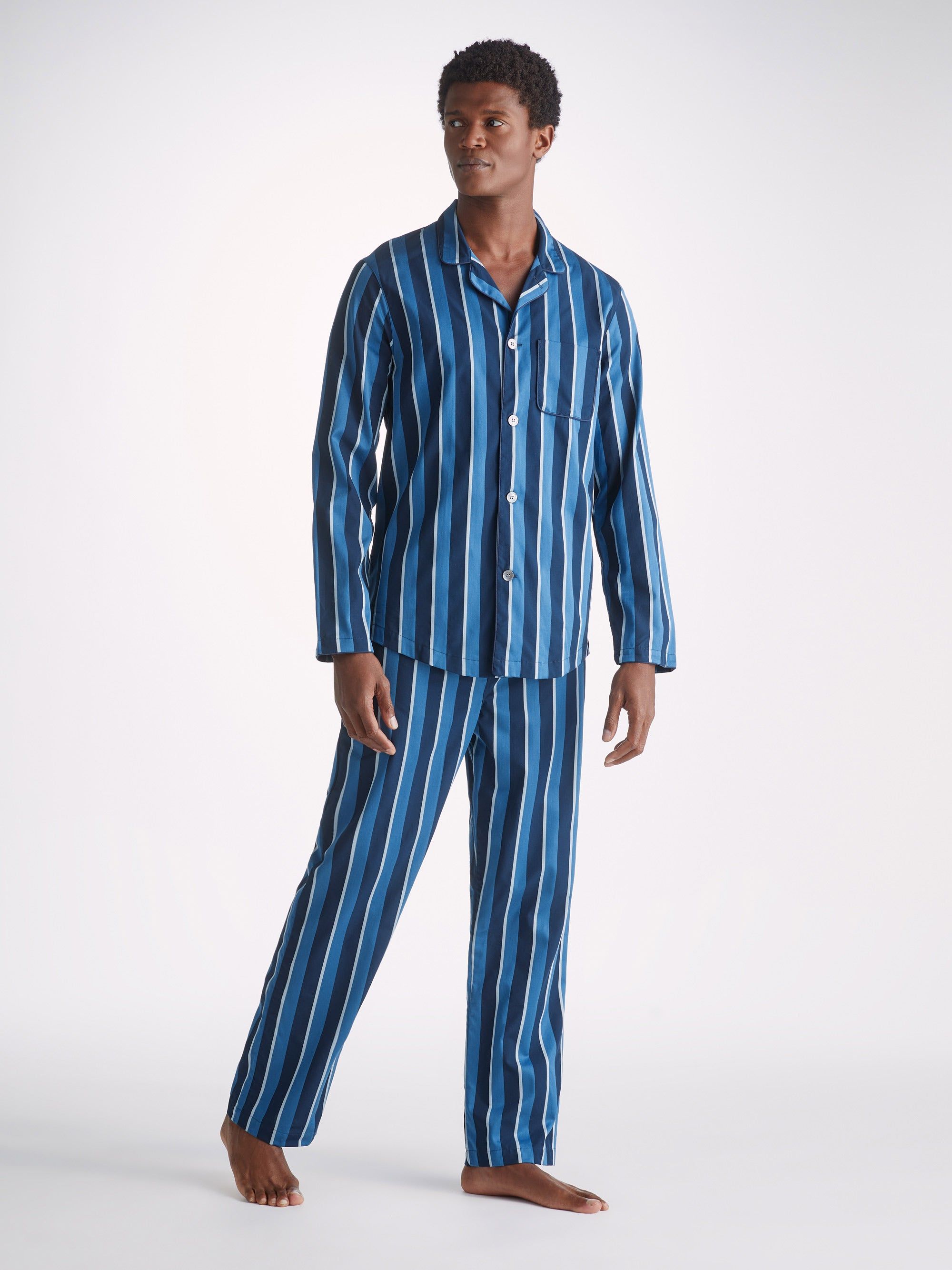 Men's Modern Fit Pyjamas Royal 22 Cotton Blue sold by Derek Rose product image thumbnail 3