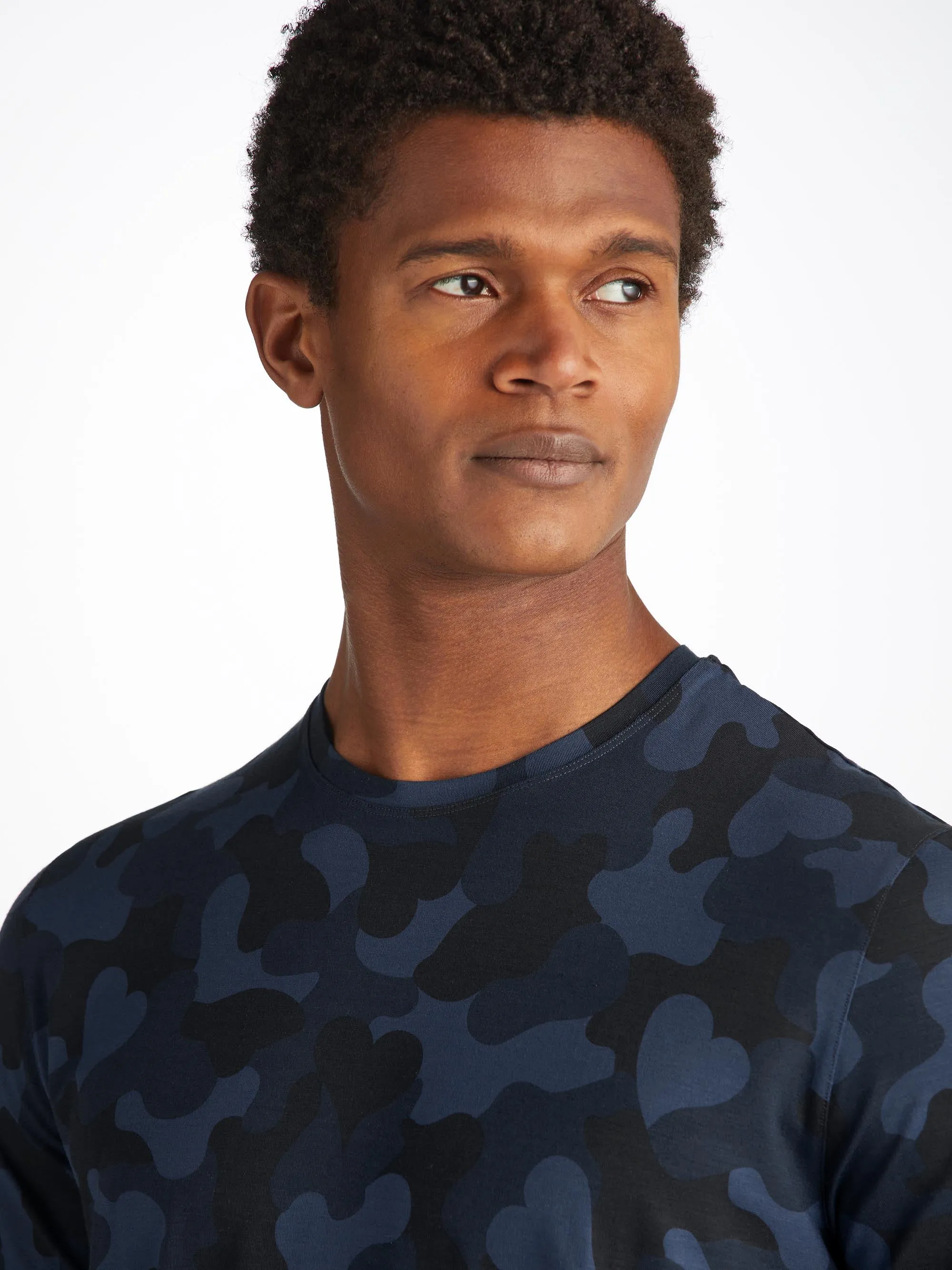 Men's T-Shirt London 11 Micro Modal Navy sold by Derek Rose product image thumbnail 5