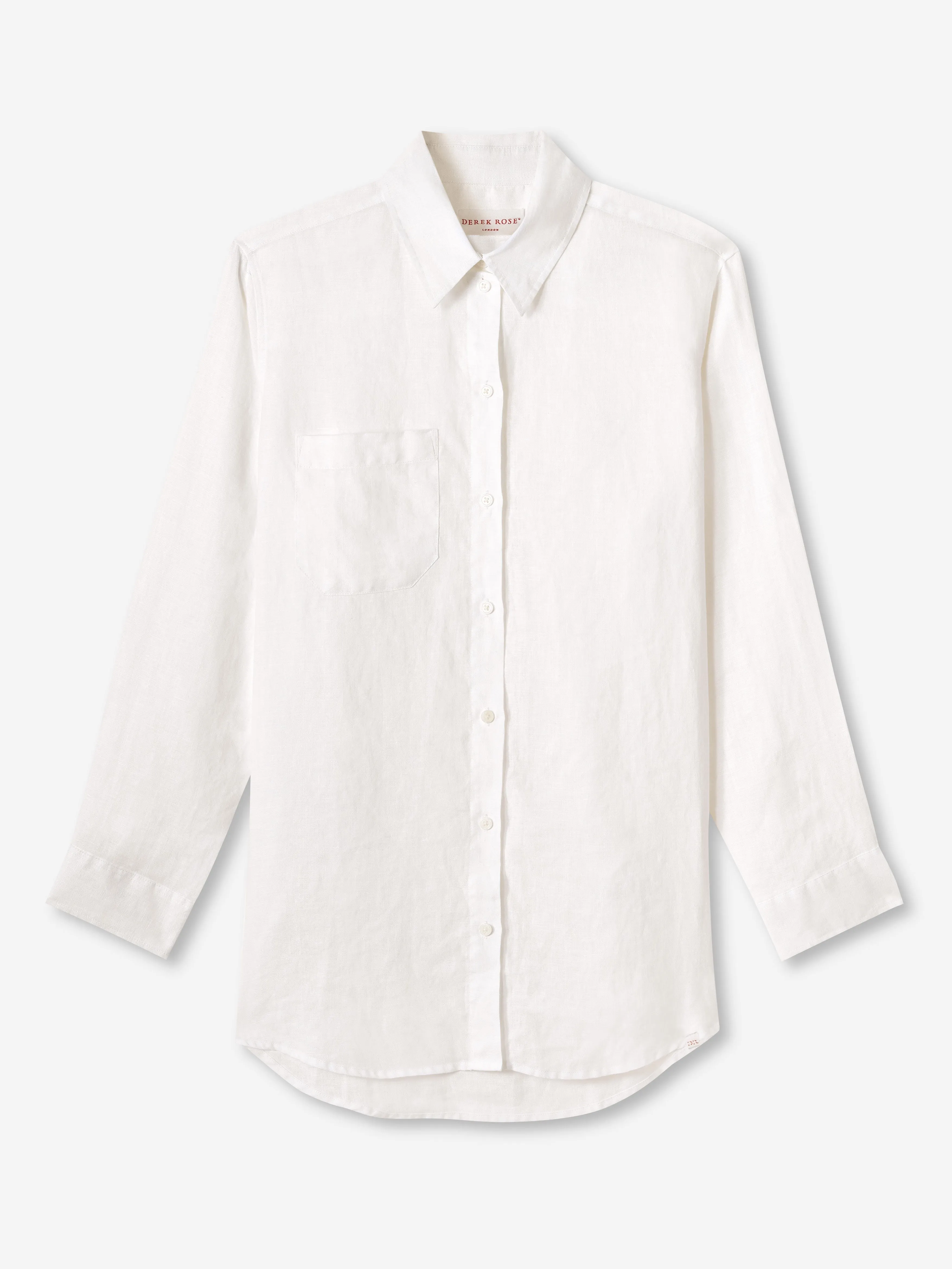 Sicily Linen Longline Shirt White sold by Derek Rose product image thumbnail 2