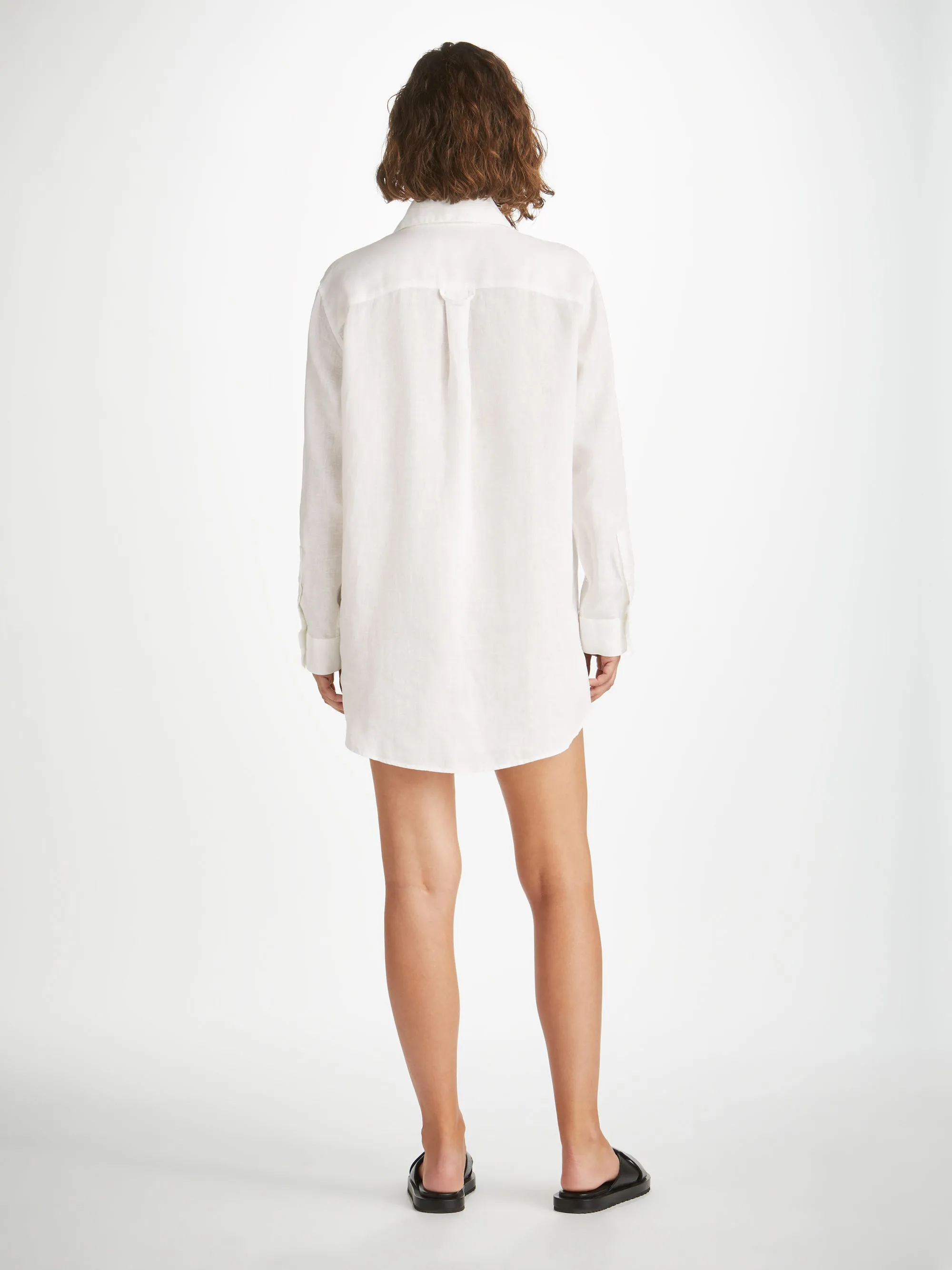 Sicily Linen Longline Shirt White sold by Derek Rose product image thumbnail 5