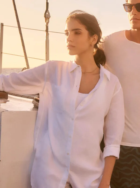 Sicily Linen Longline Shirt White made by Derek Rose