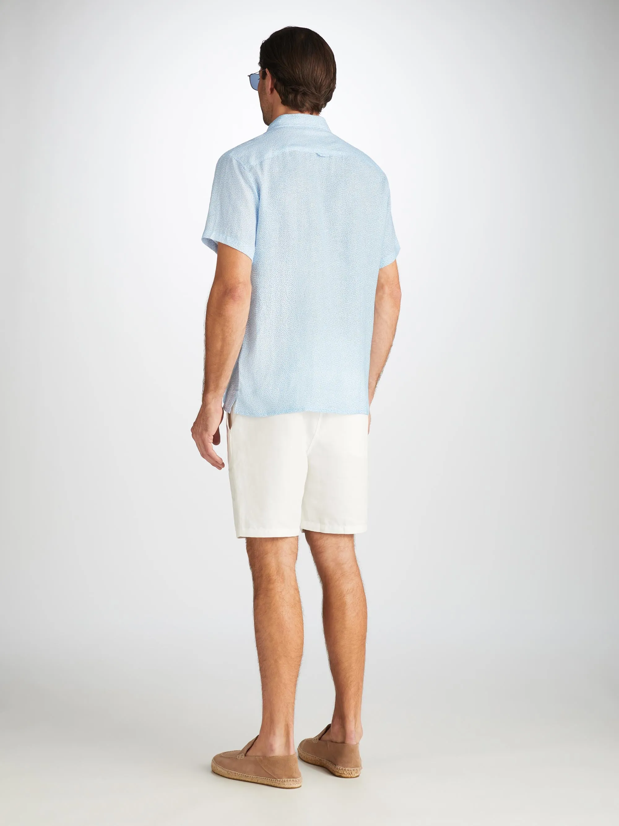 Men's Short Sleeve Shirt Milan 24 Linen Blue sold by Derek Rose product image thumbnail 5