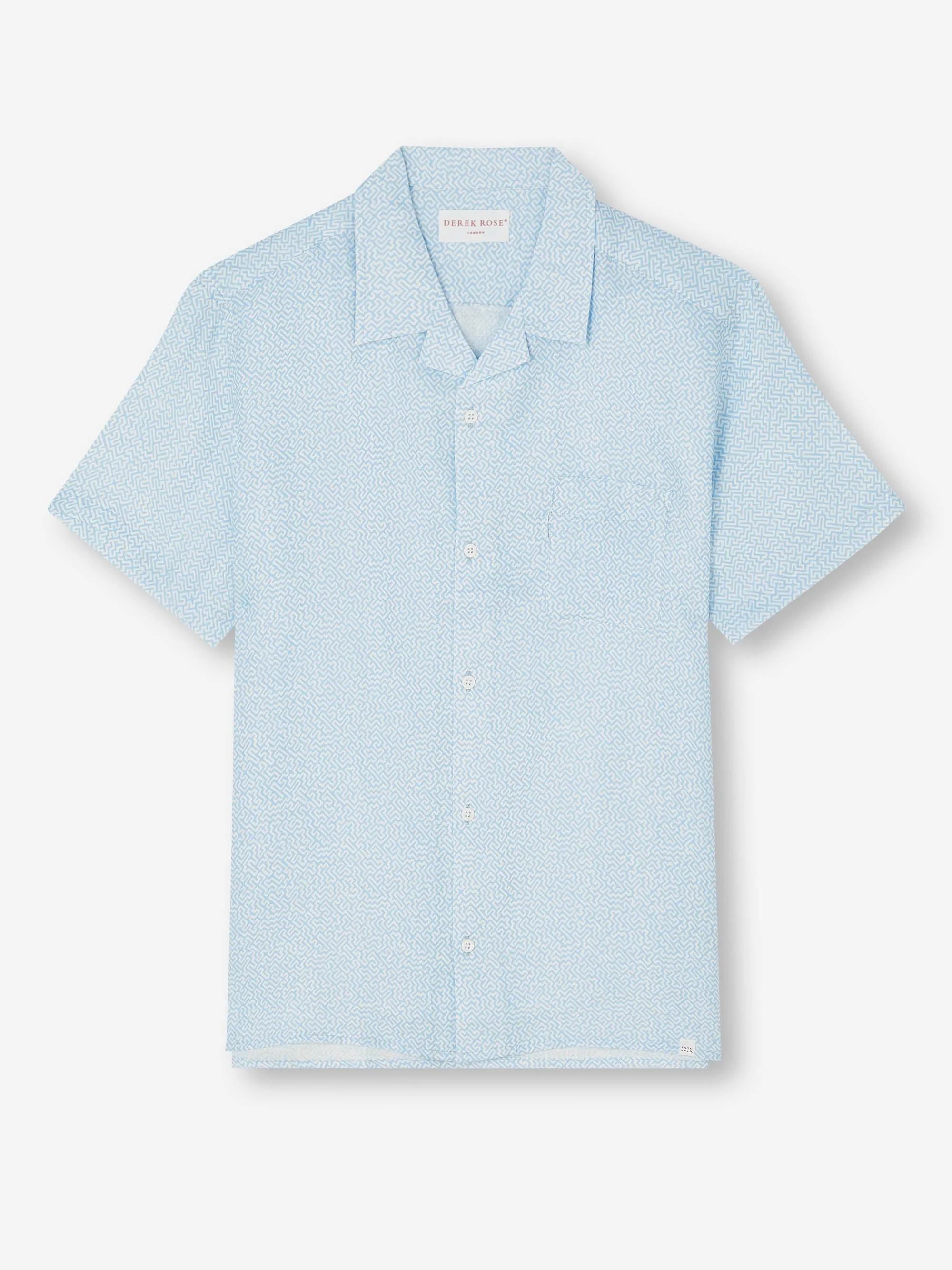 Men's Short Sleeve Shirt Milan 24 Linen Blue sold by Derek Rose product image thumbnail 2