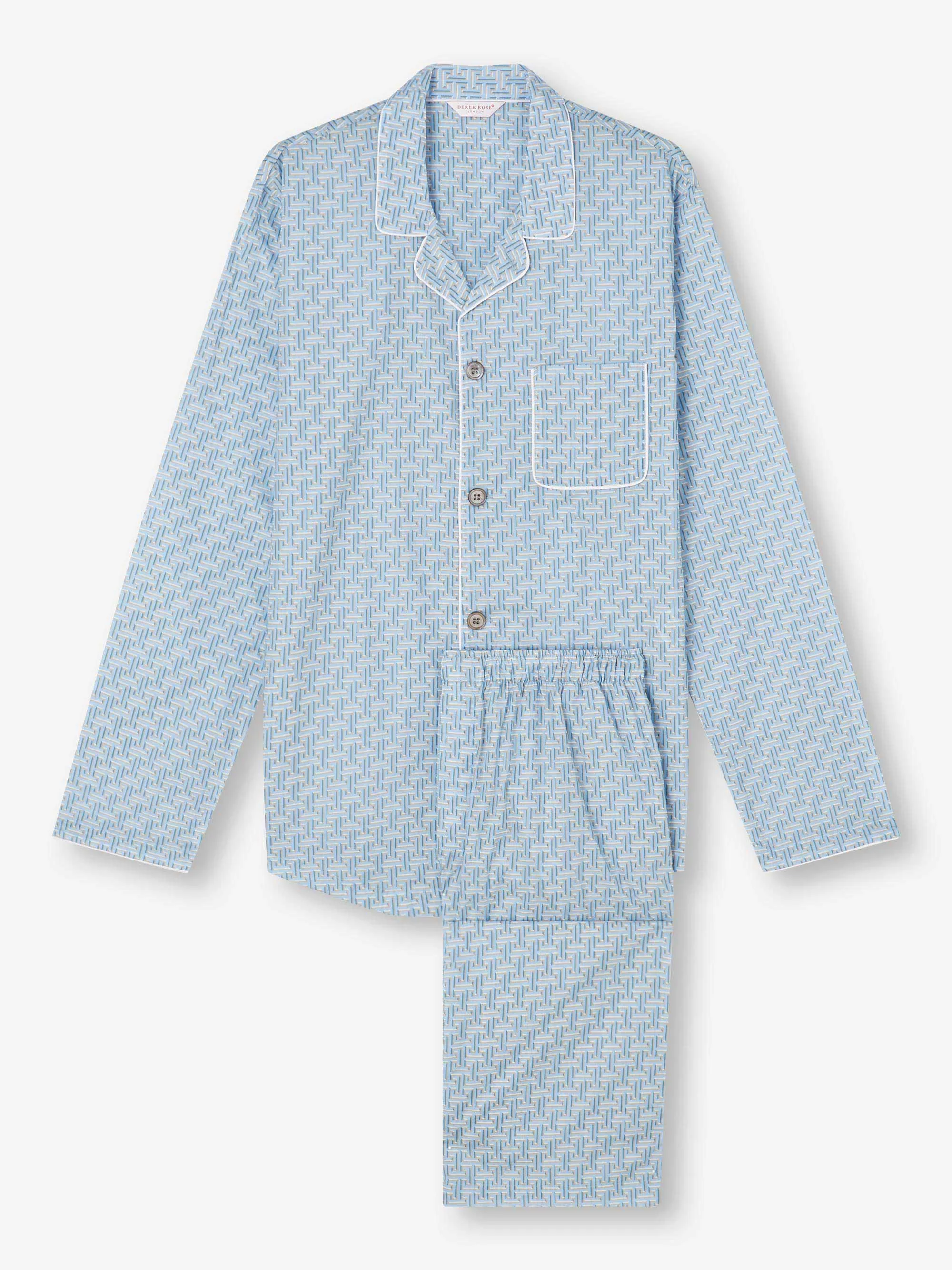 Men's Modern Fit Pajamas Ledbury 72 Cotton Batiste Blue sold by Derek Rose product image thumbnail 2