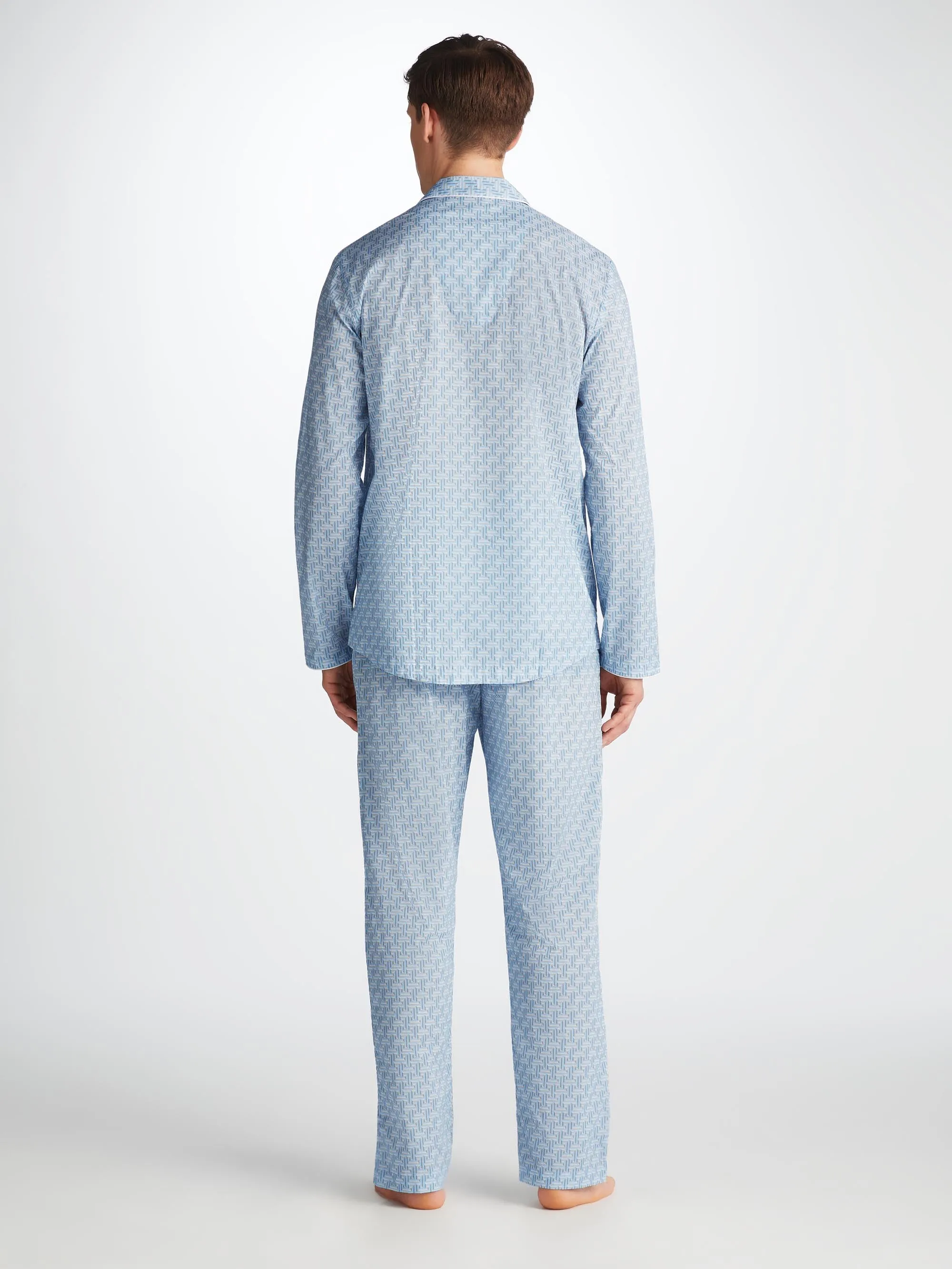 Men's Modern Fit Pajamas Ledbury 72 Cotton Batiste Blue sold by Derek Rose product image thumbnail 4