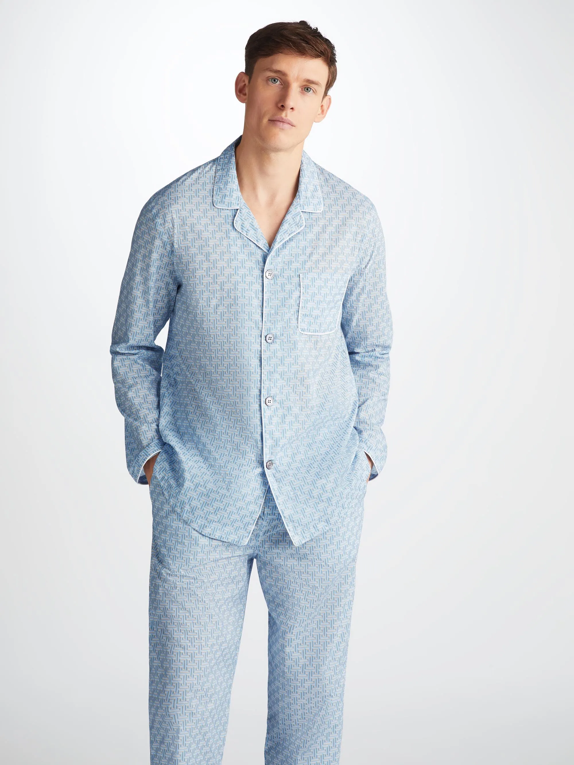 Men's Modern Fit Pajamas Ledbury 72 Cotton Batiste Blue sold by Derek Rose product image thumbnail 5