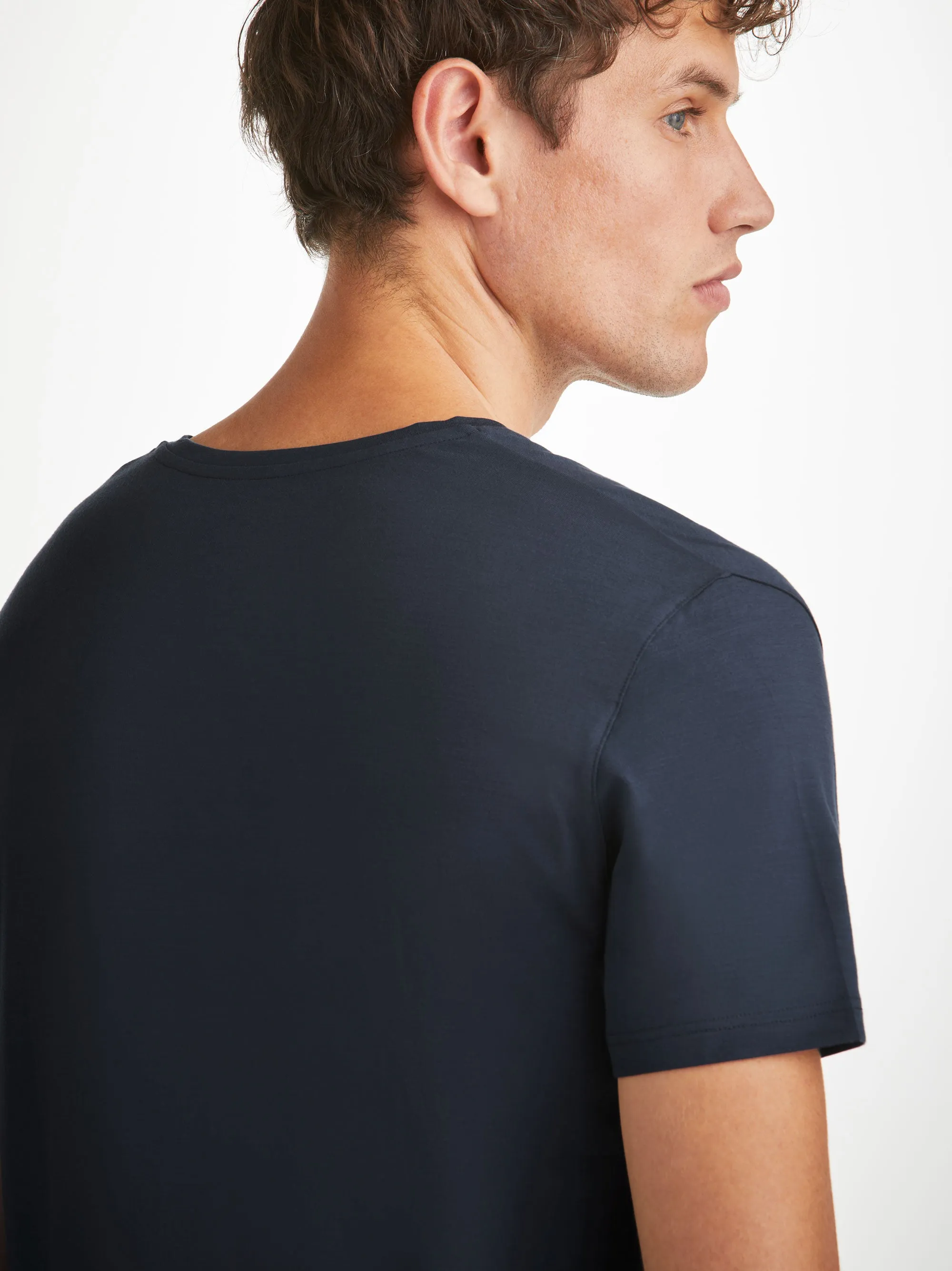 Men's V-Neck T-Shirt Basel Micro Modal Stretch Navy sold by Derek Rose product image thumbnail 5