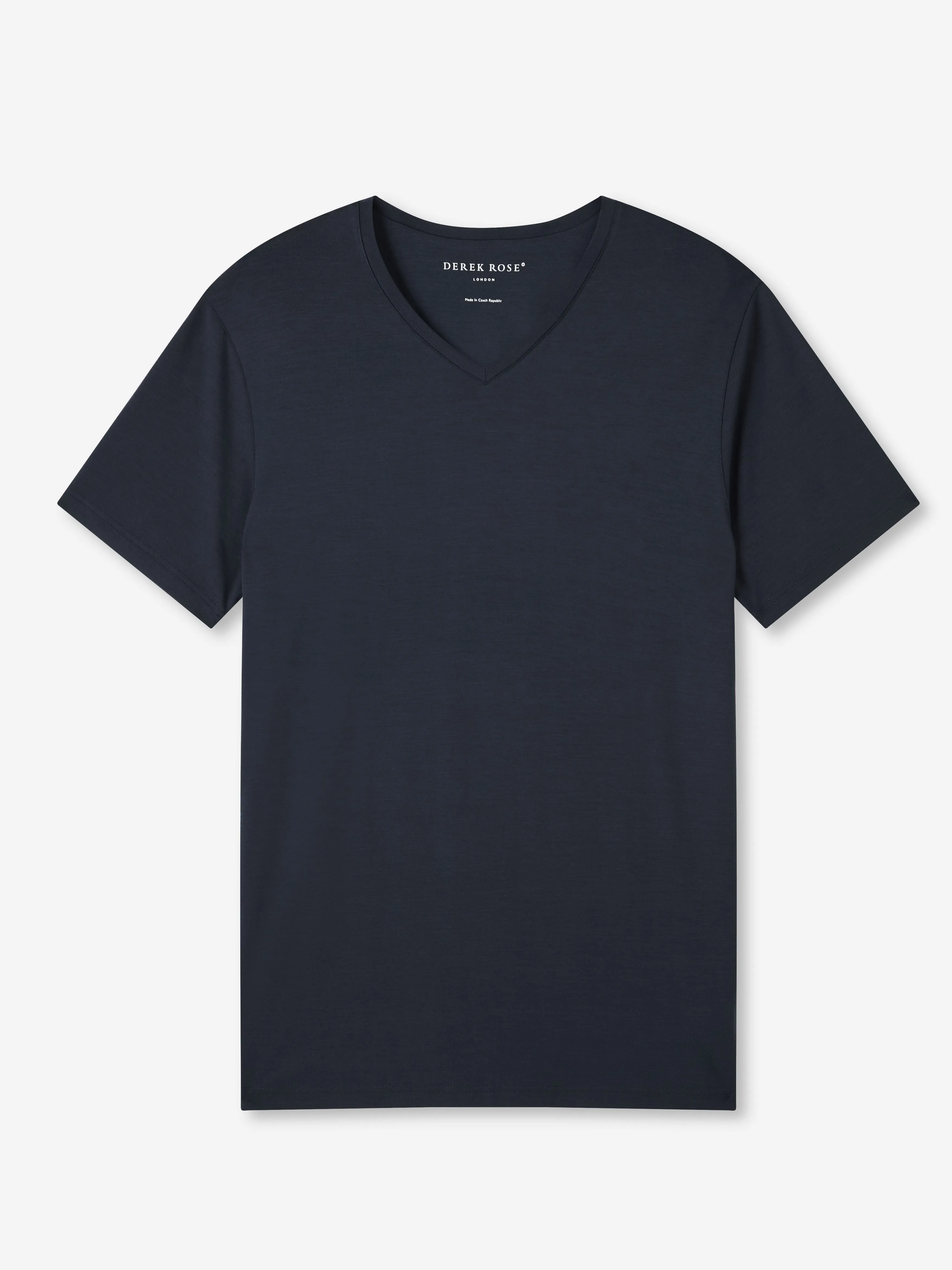 Men's V-Neck T-Shirt Basel Micro Modal Stretch Navy sold by Derek Rose product image thumbnail 2