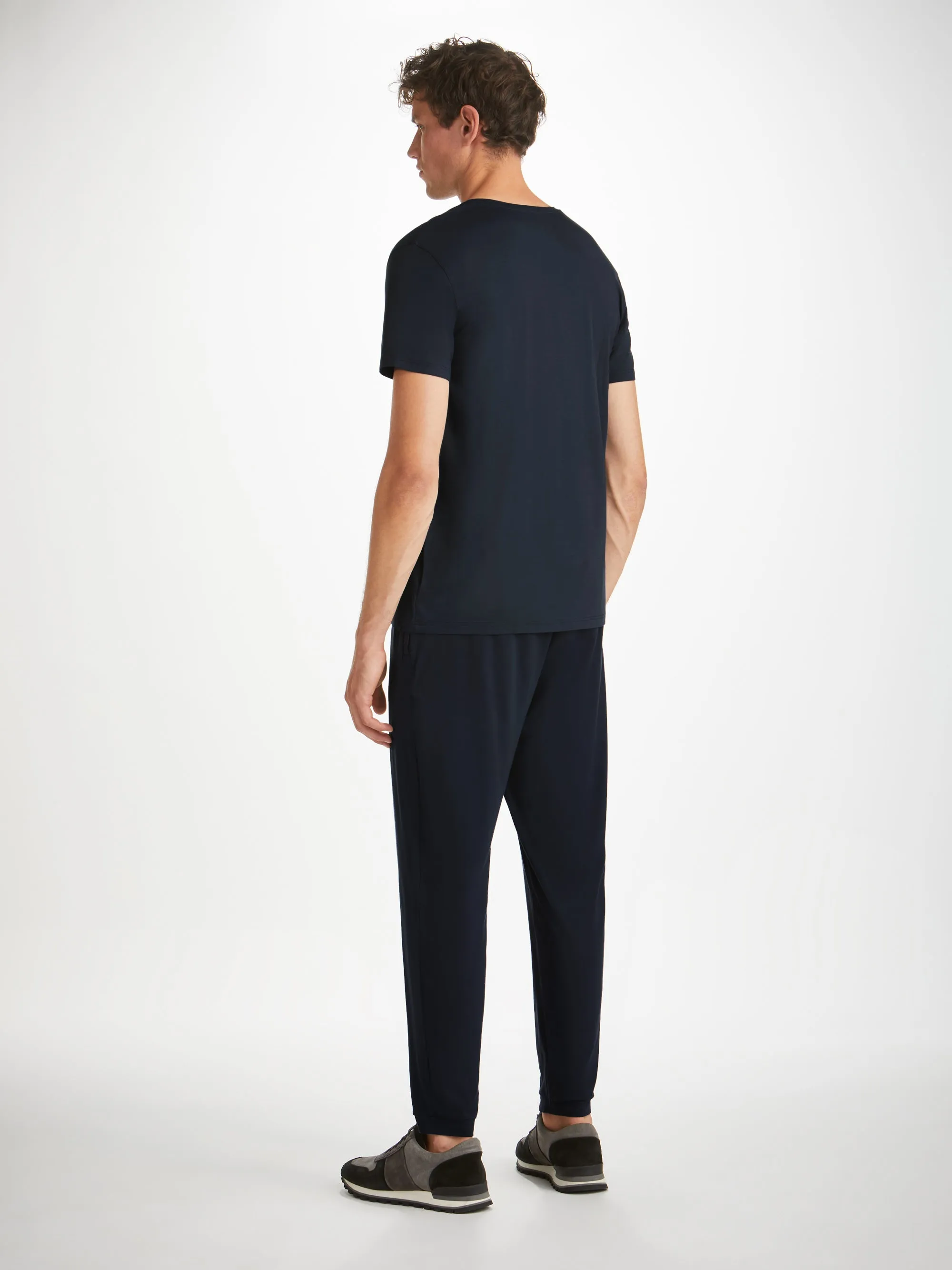 Men's V-Neck T-Shirt Basel Micro Modal Stretch Navy sold by Derek Rose product image thumbnail 4