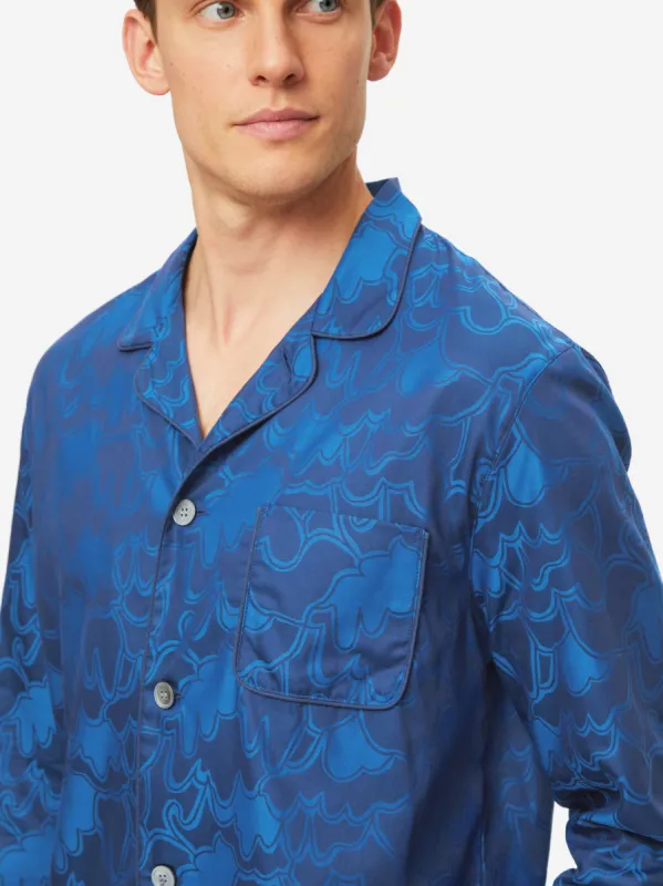 Men's Modern Fit Pyjamas Paris 23 Cotton Jacquard Navy sold by Derek Rose