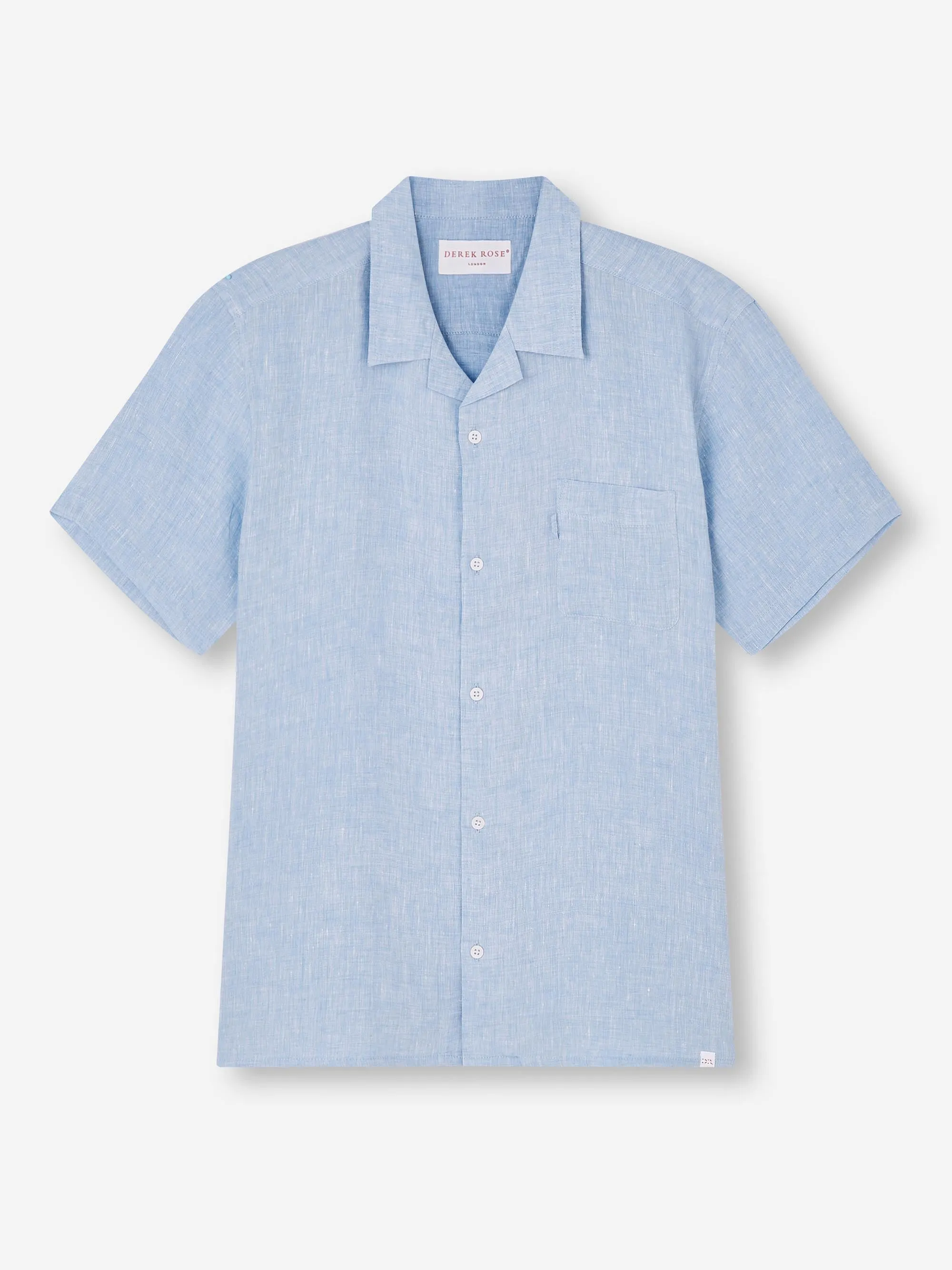 Men's Short Sleeve Shirt Monaco Linen Blue sold by Derek Rose product image thumbnail 2