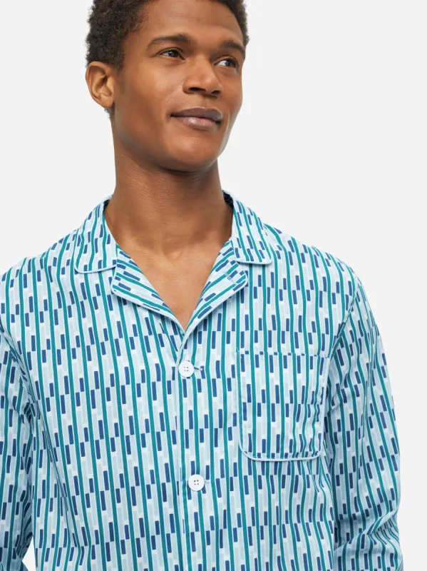 Men's Modern Fit Pyjamas Ledbury 53 Cotton Batiste Multi sold by Derek Rose