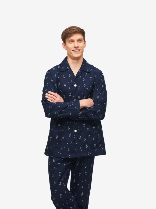 Men's Classic Fit Pyjamas Nelson 91 Cotton Batiste Navy sold by Derek Rose