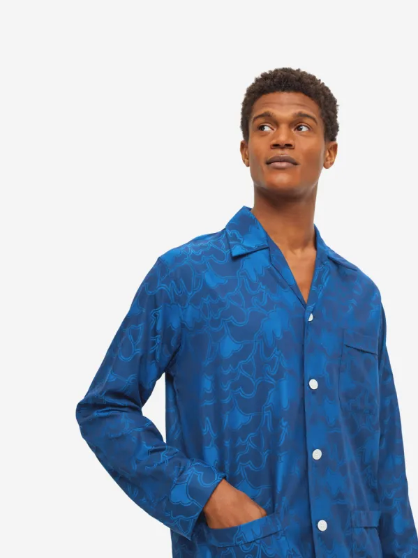 Men's Classic Fit Pyjamas Paris 23 Cotton Jacquard Navy sold by Derek Rose