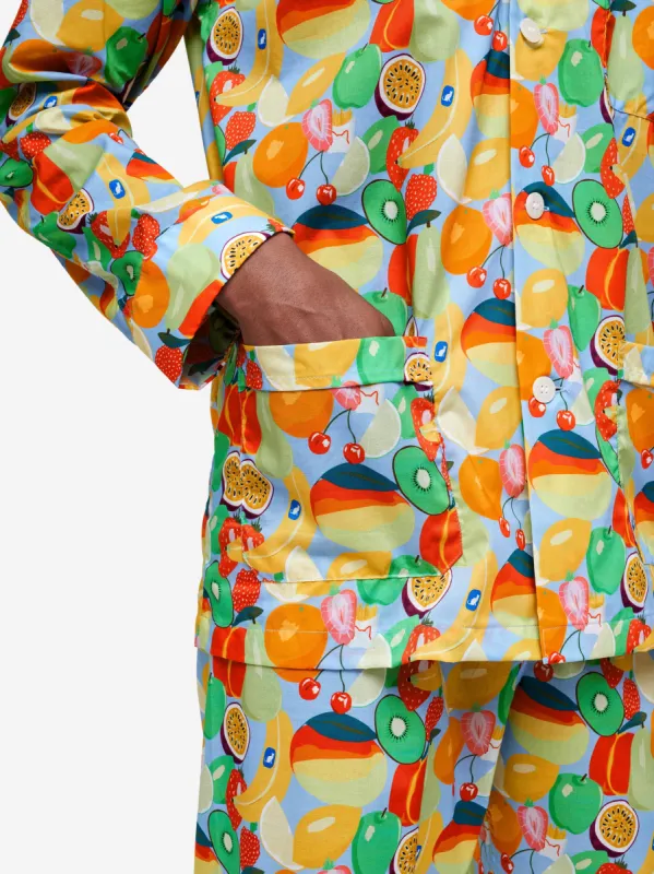 Men's Classic Fit Pyjamas Ledbury 49 Cotton Batiste Multi sold by Derek Rose