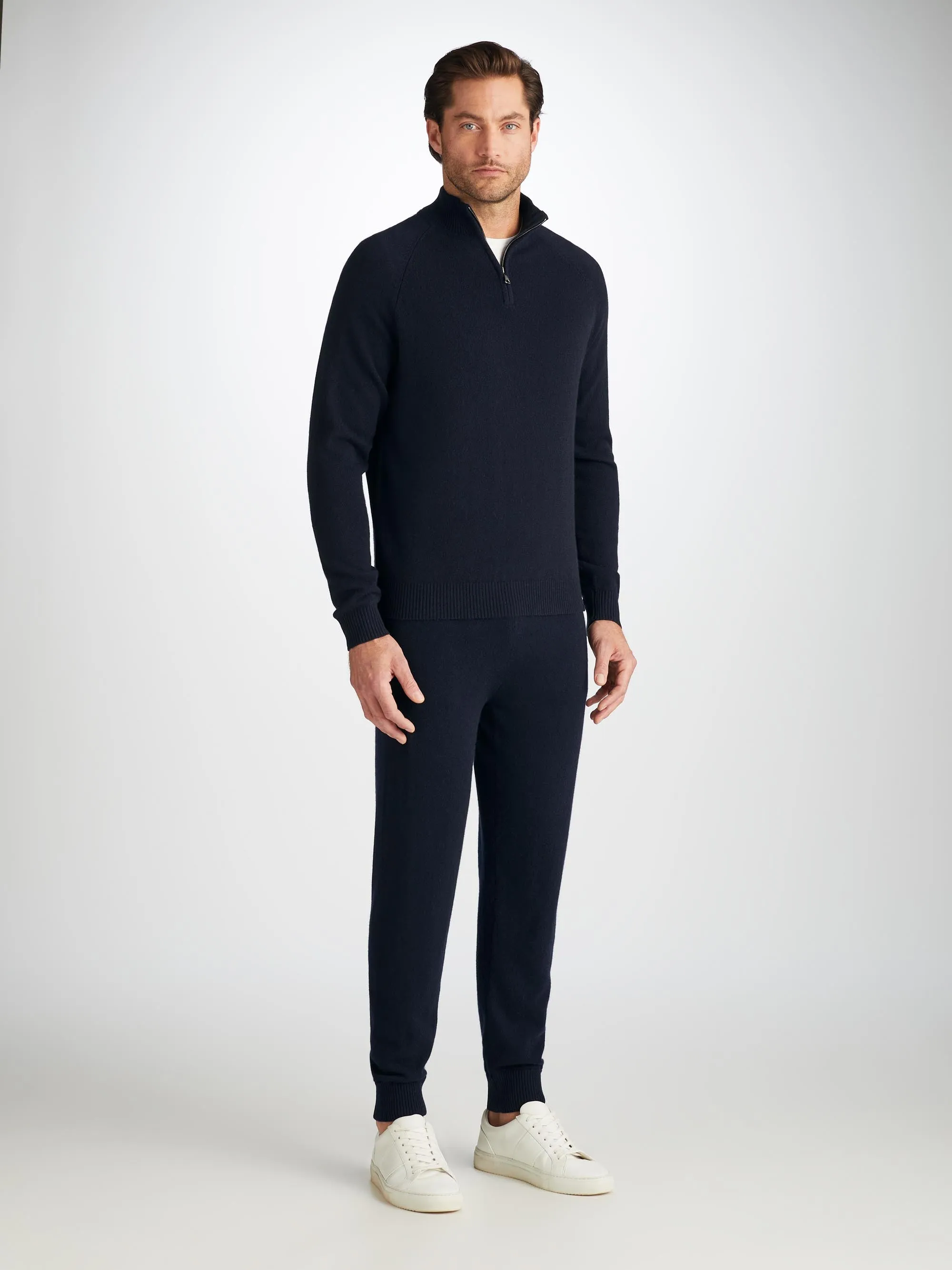 Men's Half-Zip Sweater Finley Cashmere Navy sold by Derek Rose product image thumbnail 3