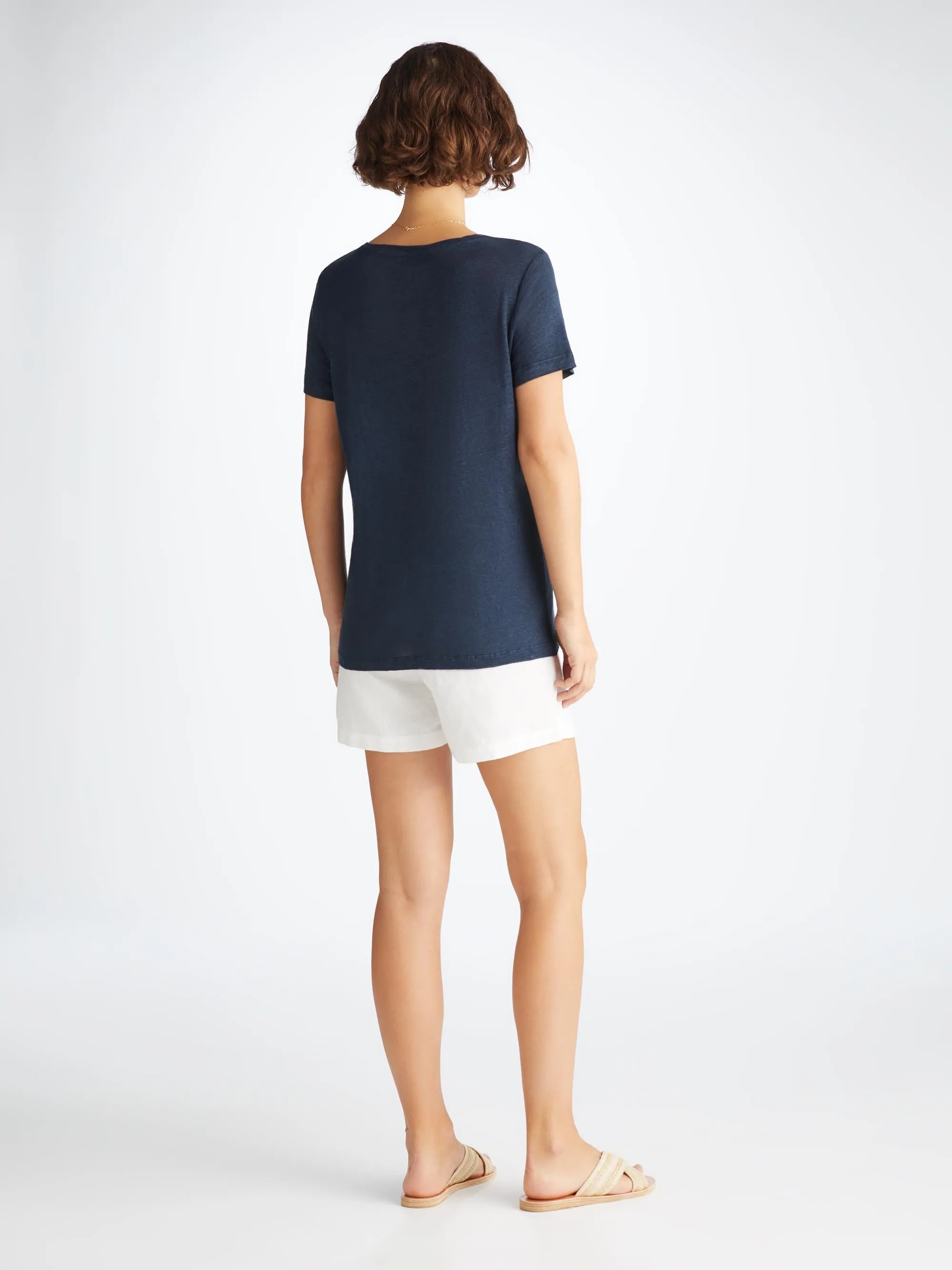 Women's V-Neck T-Shirt Jordan Linen Navy sold by Derek Rose product image thumbnail 4
