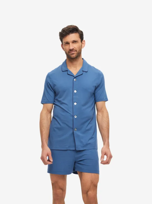 Men's Short Pajamas Basel Micro Modal Stretch Storm Blue sold by Derek Rose
