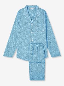 Men's Modern Fit Pyjamas Ledbury 56 Cotton Batiste Blue sold by Derek Rose
