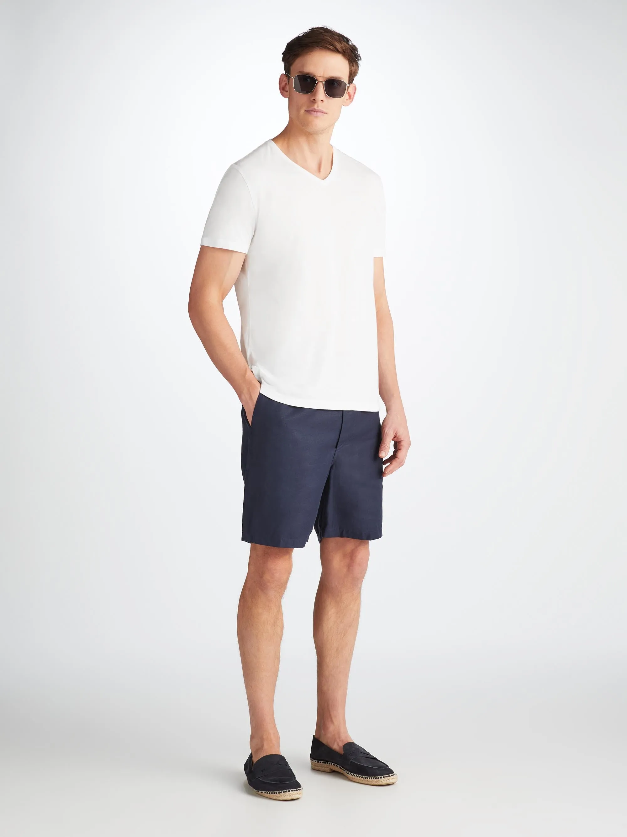 Men's V-Neck T-Shirt Riley Pima Cotton White sold by Derek Rose product image thumbnail 3