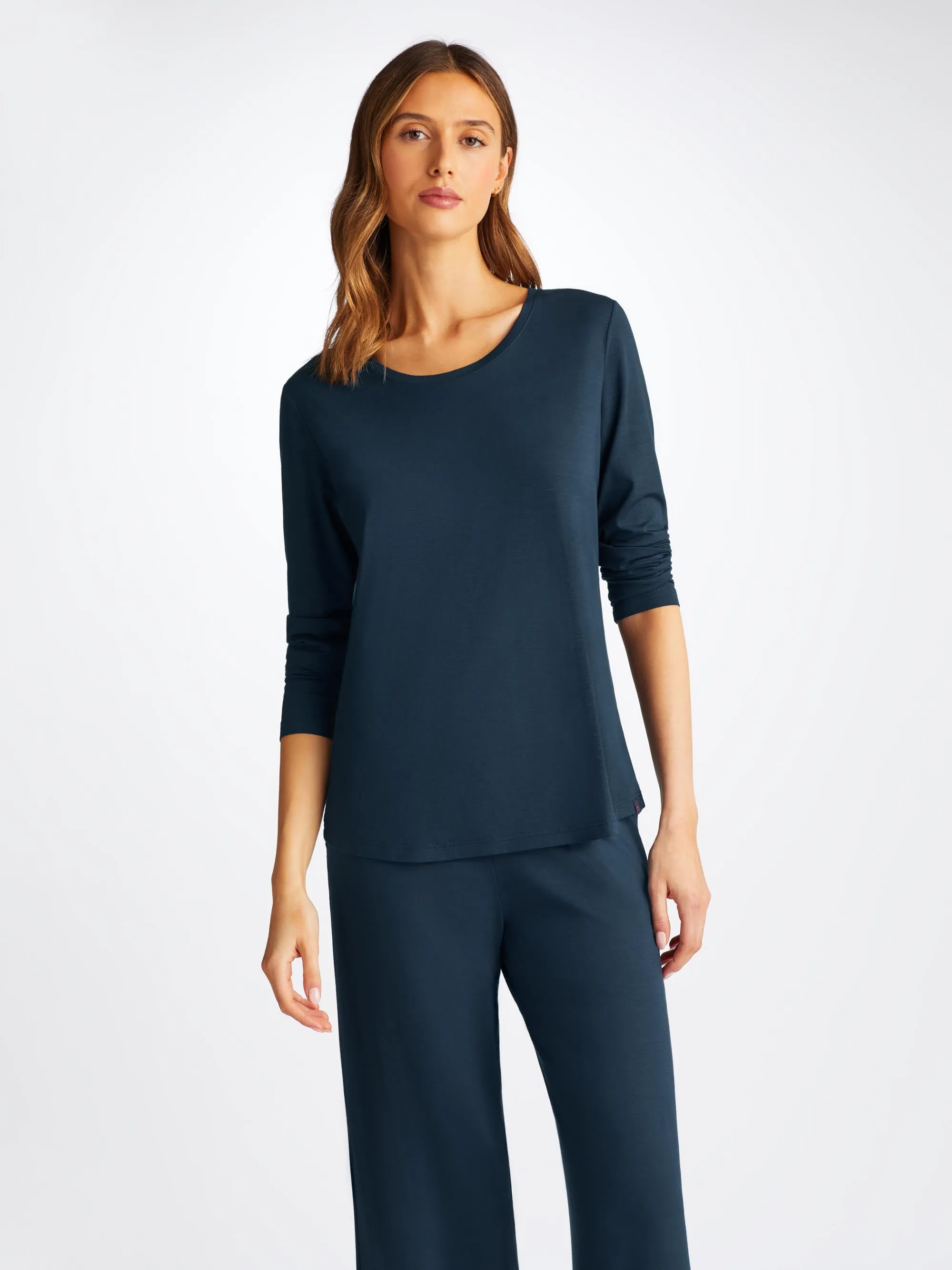 Women's Long Sleeve T-Shirt Lara Micro Modal Stretch Navy sold by Derek Rose product image thumbnail 3
