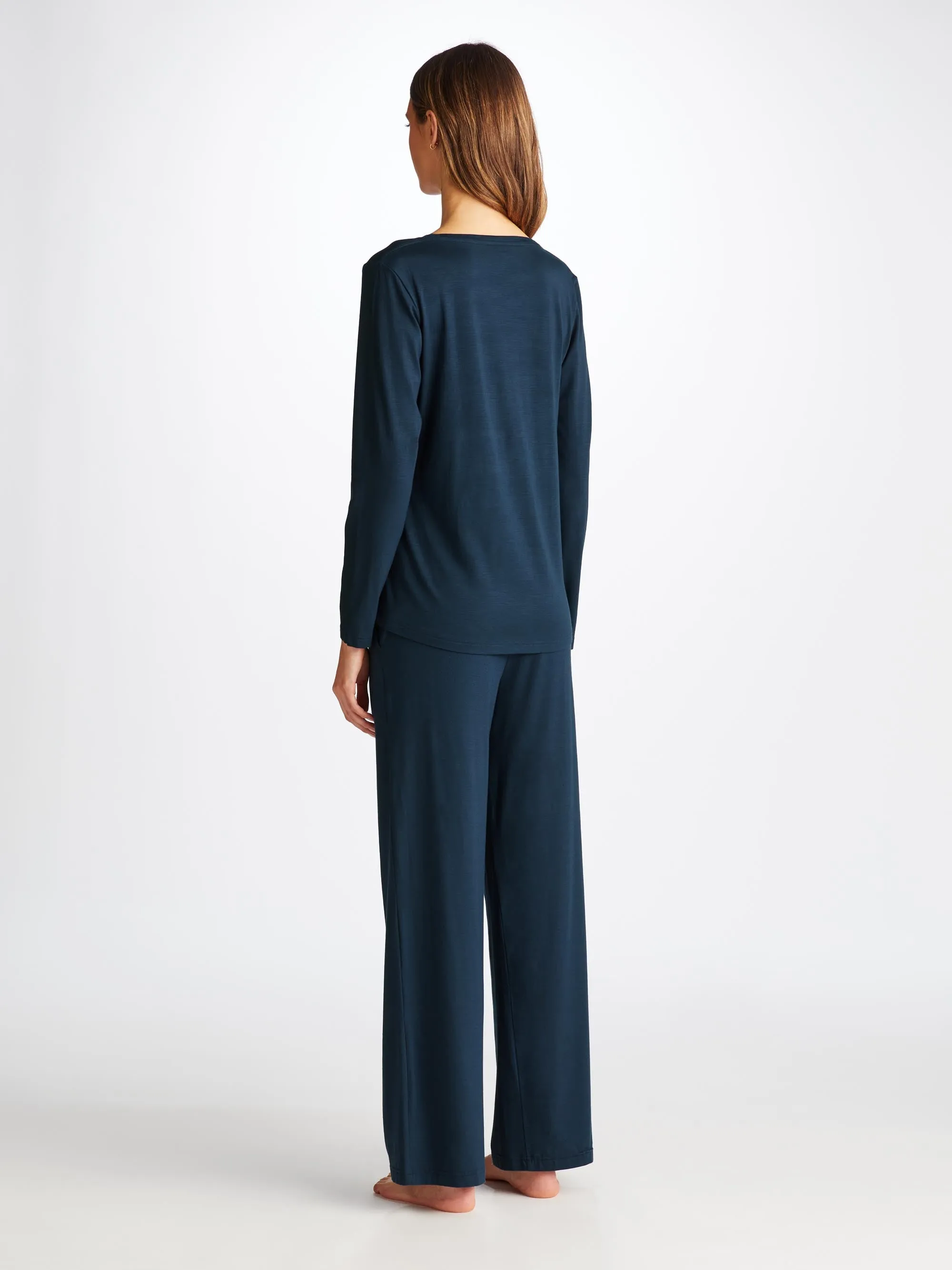 Women's Long Sleeve T-Shirt Lara Micro Modal Stretch Navy sold by Derek Rose product image thumbnail 4