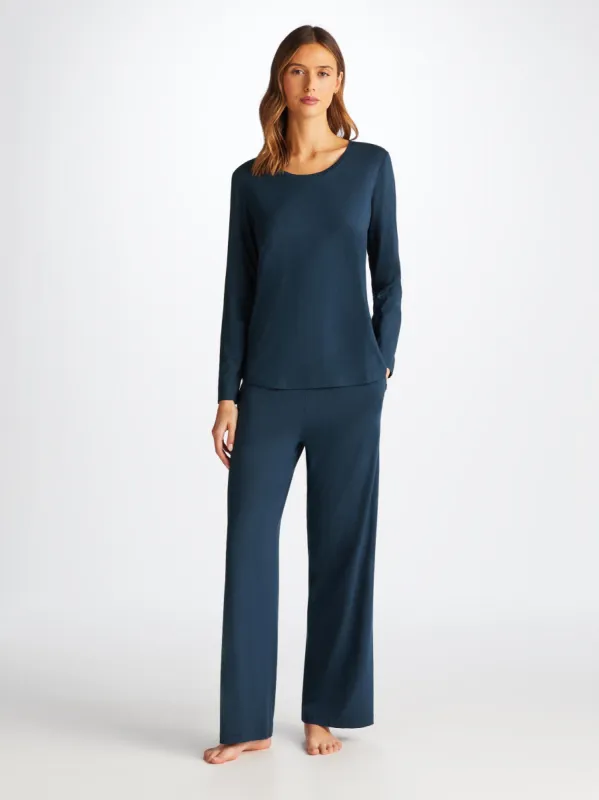 Women's Long Sleeve T-Shirt Lara Micro Modal Stretch Navy sold by Derek Rose