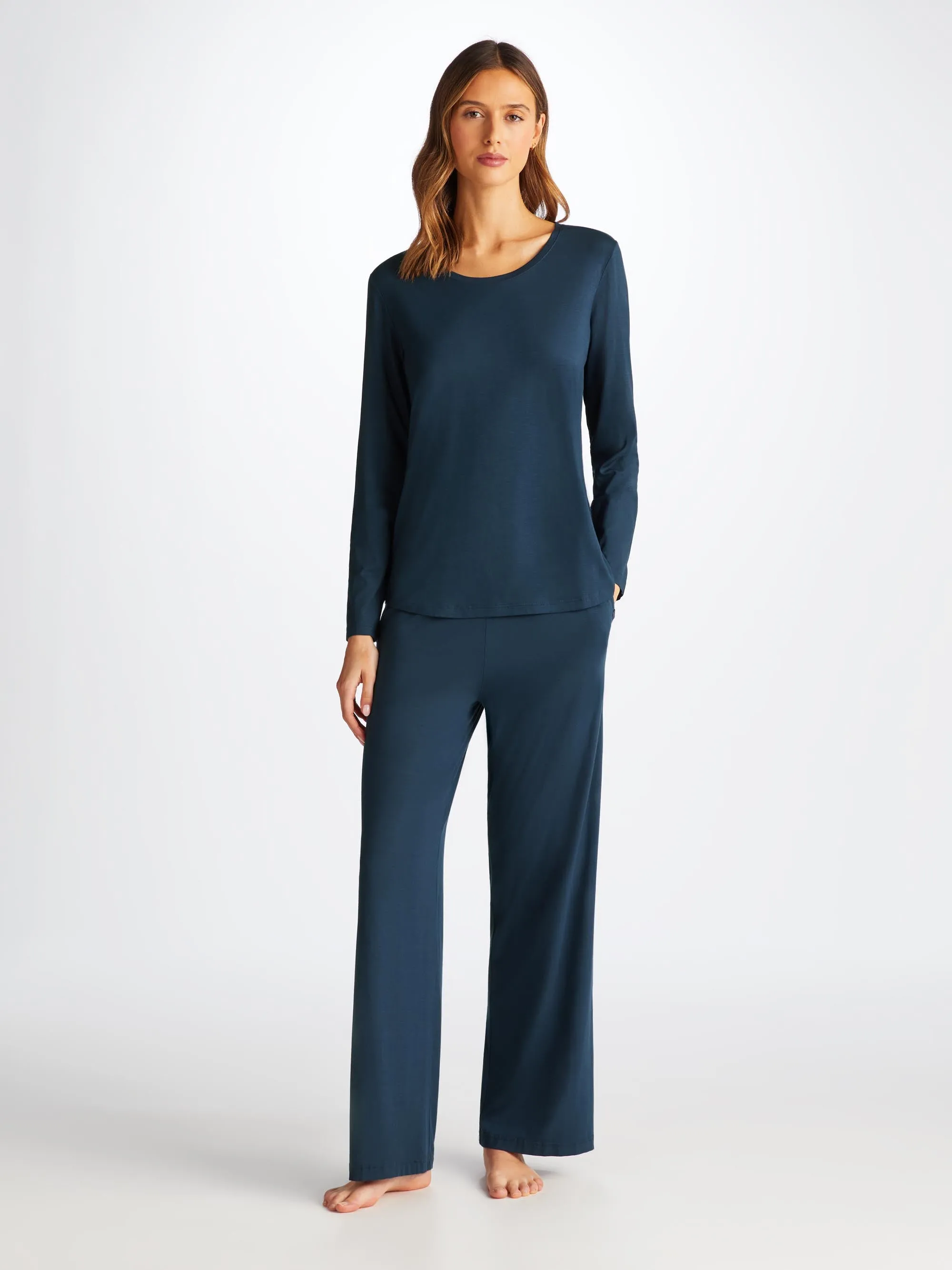 Women's Long Sleeve T-Shirt Lara Micro Modal Stretch Navy sold by Derek Rose
