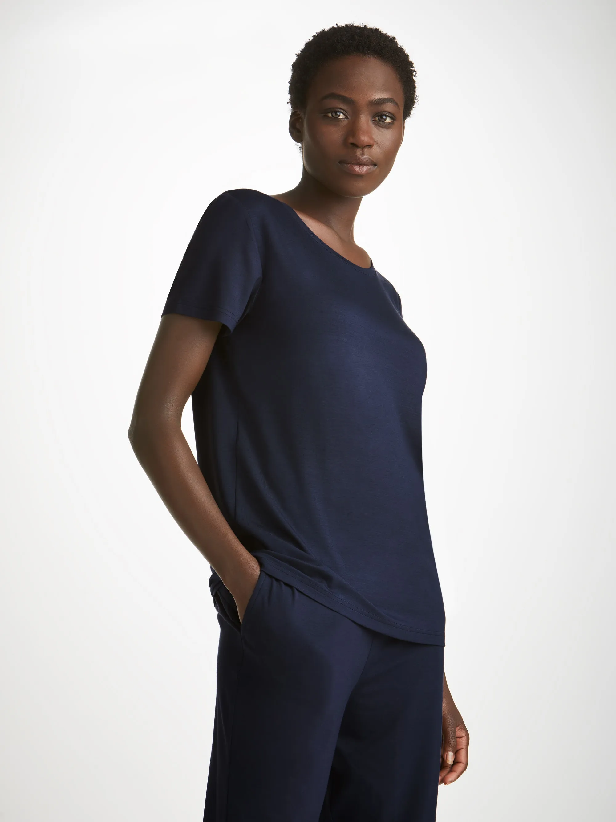 Women's T-Shirt Lara Micro Modal Stretch Navy sold by Derek Rose