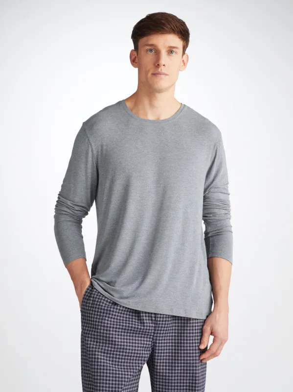 Men's Long Sleeve T-Shirt Marlowe Micro Modal Stretch Charcoal sold by Derek Rose