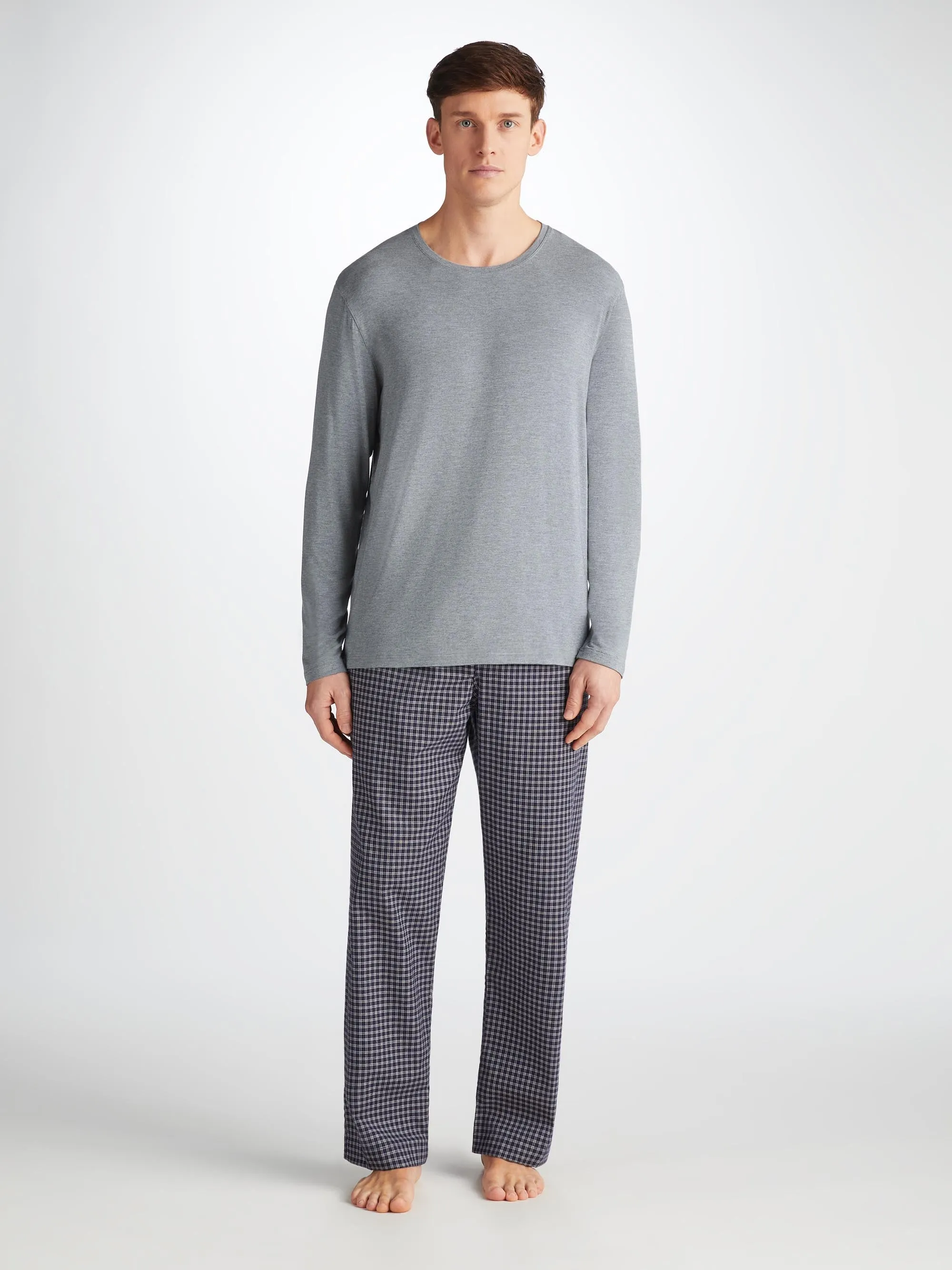 Men's Long Sleeve T-Shirt Marlowe Micro Modal Stretch Charcoal sold by Derek Rose product image thumbnail 3