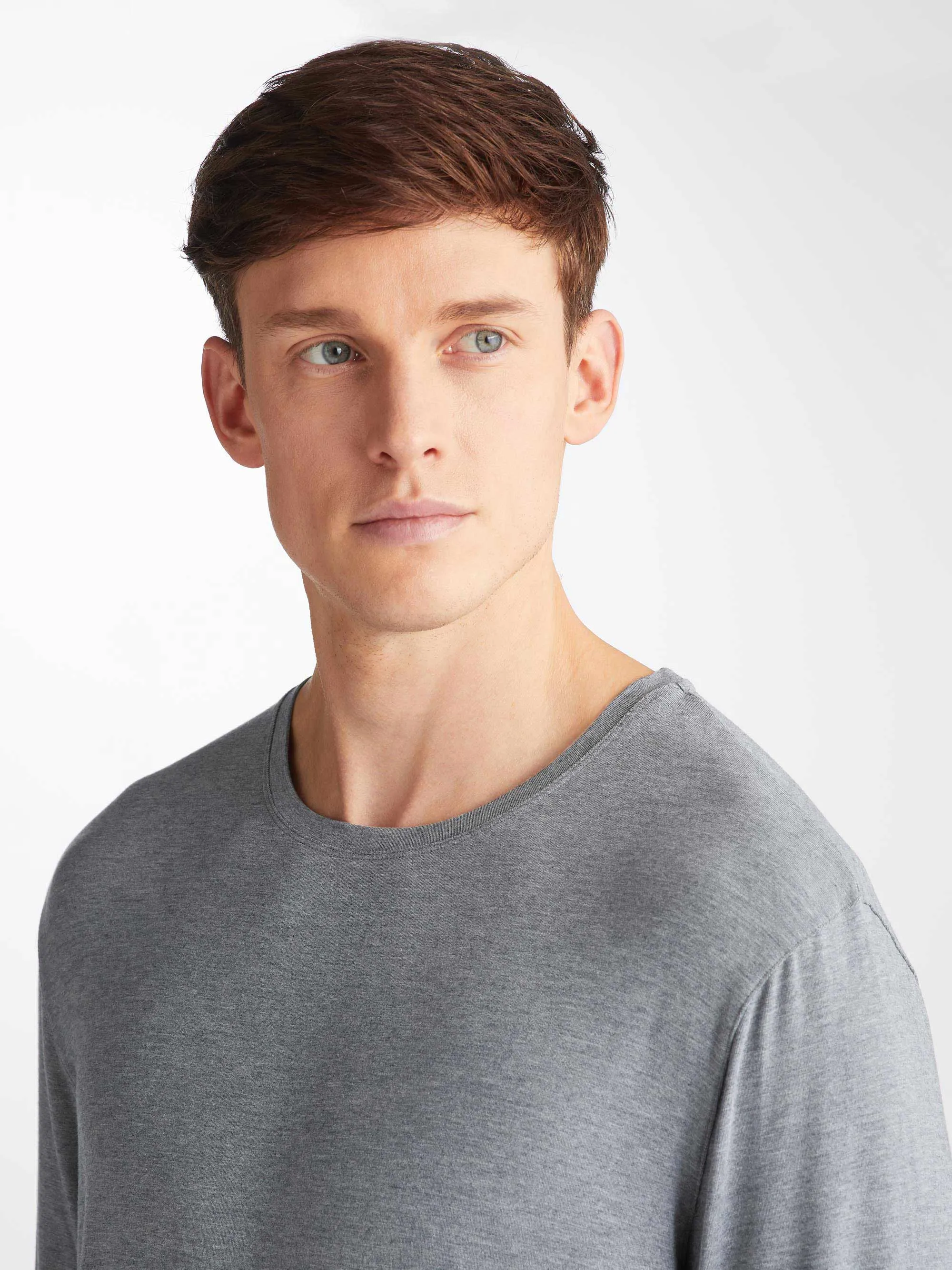 Men's Long Sleeve T-Shirt Marlowe Micro Modal Stretch Charcoal sold by Derek Rose product image thumbnail 5
