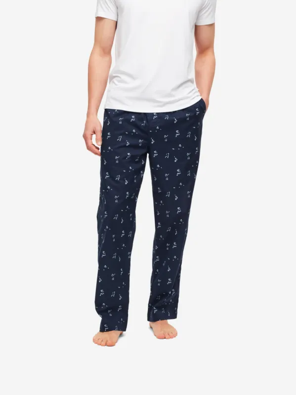 Men's Lounge Trousers Nelson 91 Cotton Batiste Navy sold by Derek Rose
