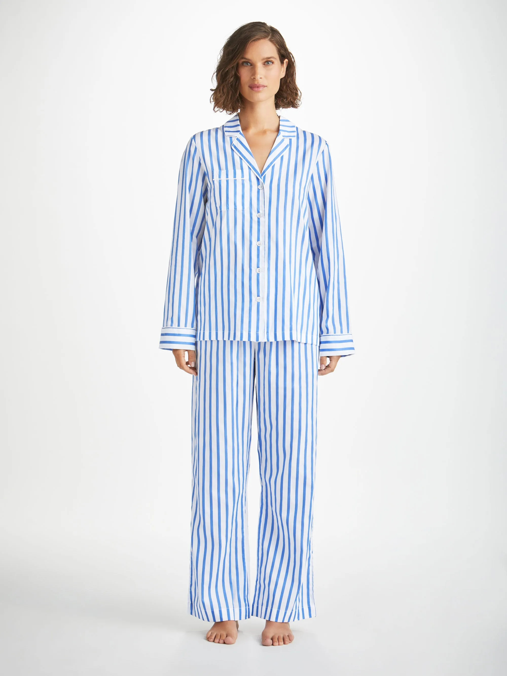 Women's Pyjamas Capri 23 Cotton Batiste Blue sold by Derek Rose product image thumbnail 3