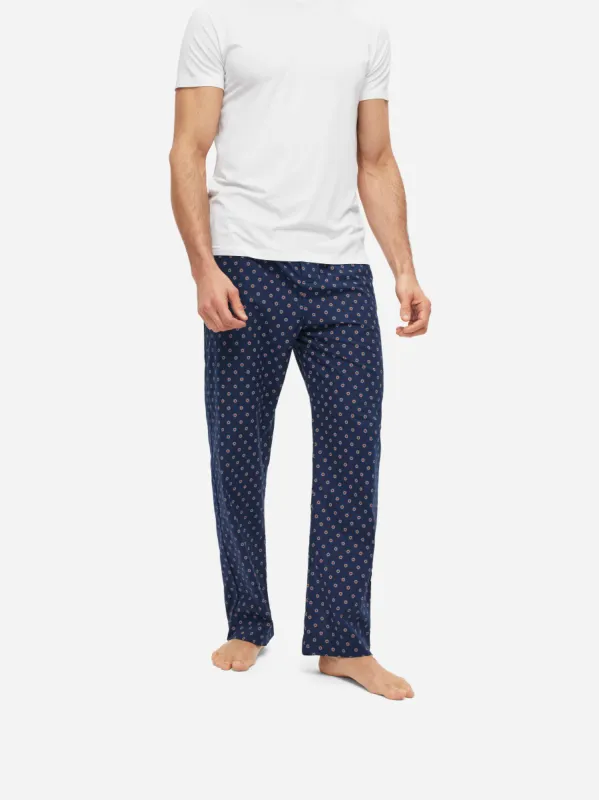 Men's Lounge Trousers Nelson 90 Cotton Batiste Navy sold by Derek Rose