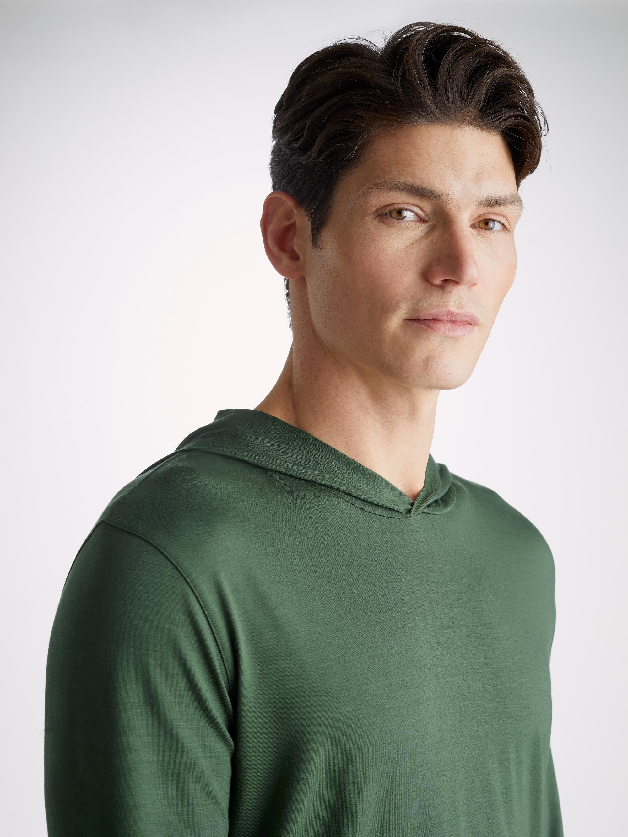 Men's Pullover Hoodie Basel Micro Modal Stretch Hunter Green sold by Derek Rose product image thumbnail 5