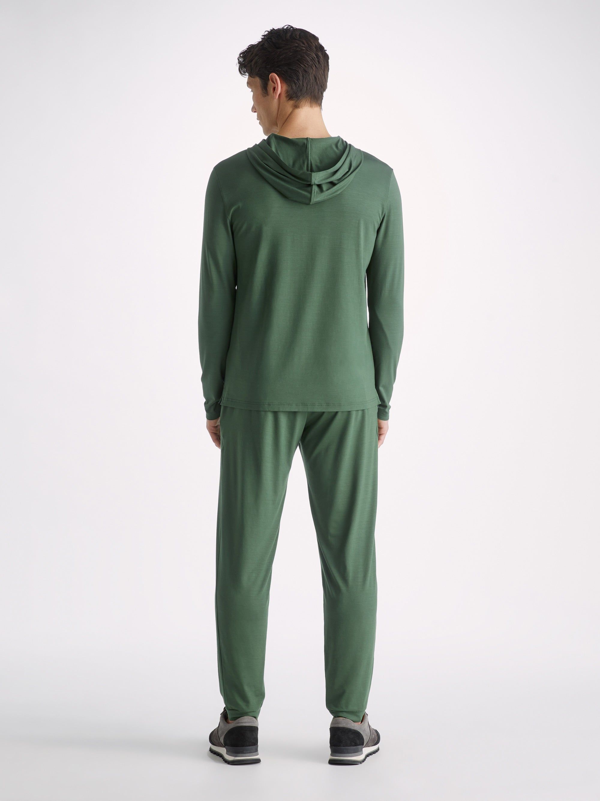 Men's Pullover Hoodie Basel Micro Modal Stretch Hunter Green sold by Derek Rose product image thumbnail 4