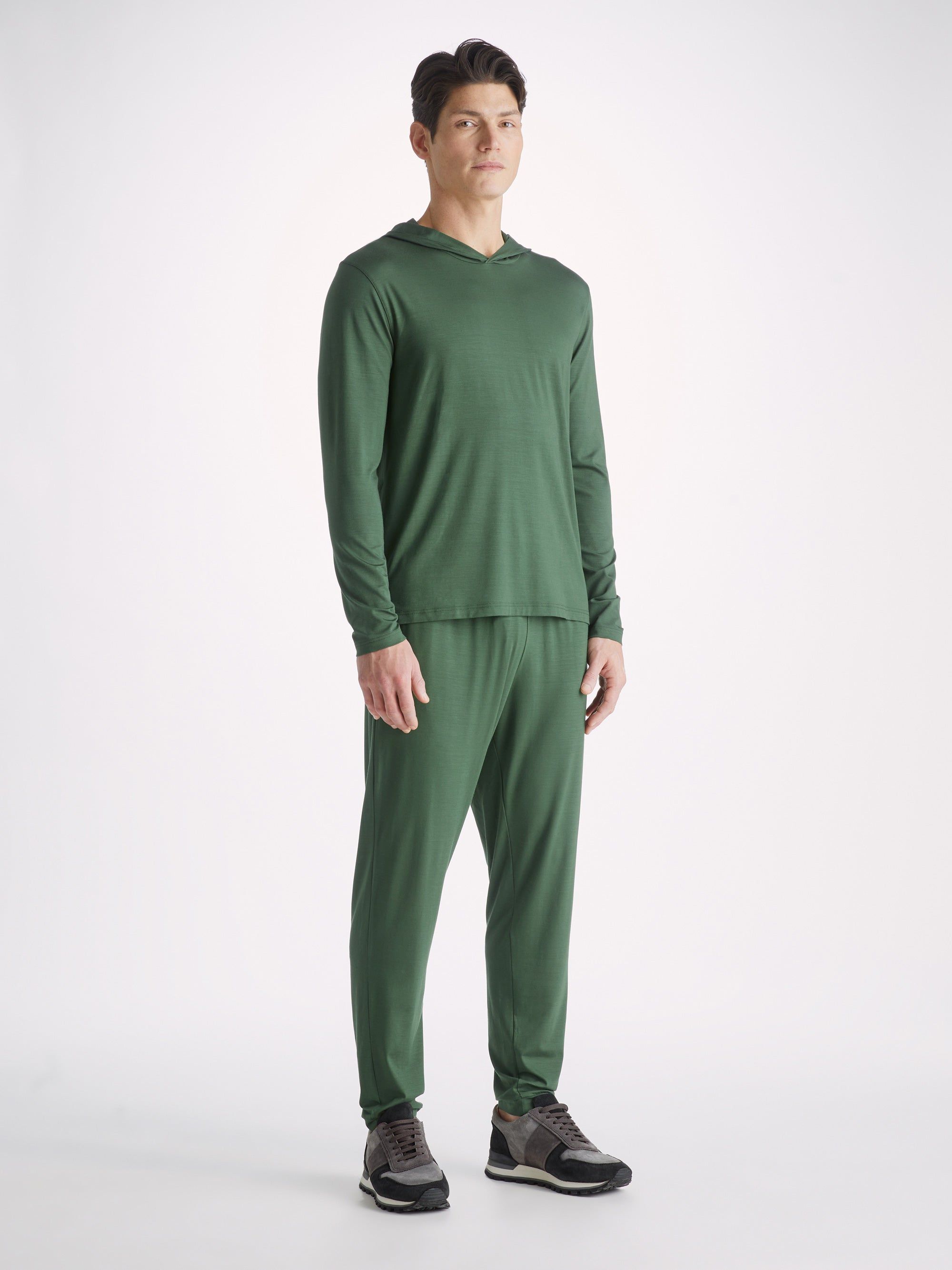 Men's Pullover Hoodie Basel Micro Modal Stretch Hunter Green sold by Derek Rose product image thumbnail 3
