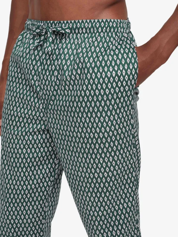 Men's Lounge Trousers Nelson 87 Cotton Batiste Green sold by Derek Rose