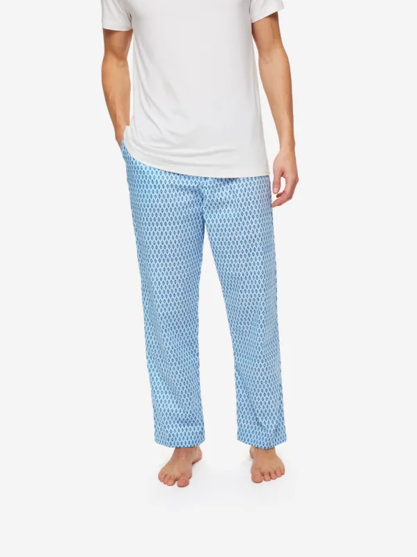 Men's Lounge Trousers Nelson 87 Cotton Batiste Blue sold by Derek Rose