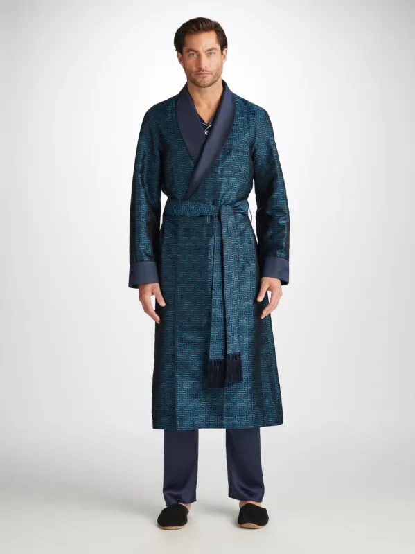 Men's Robe Verona 68 Silk Jacquard Navy sold by Derek Rose