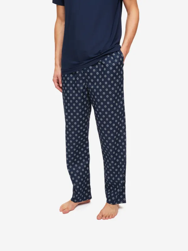 Men's Lounge Trousers Nelson 86 Cotton Batiste Navy sold by Derek Rose