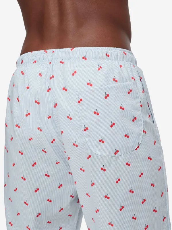 Men's Lounge Trousers Nelson 84 Cotton Batiste Blue sold by Derek Rose