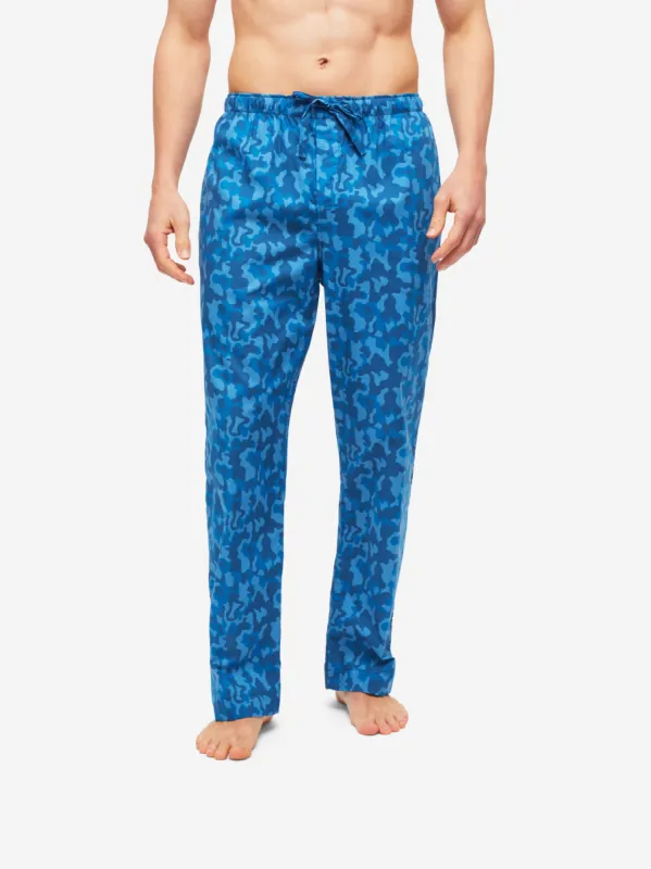 Men's Lounge Trousers Ledbury 55 Cotton Batiste Blue sold by Derek Rose