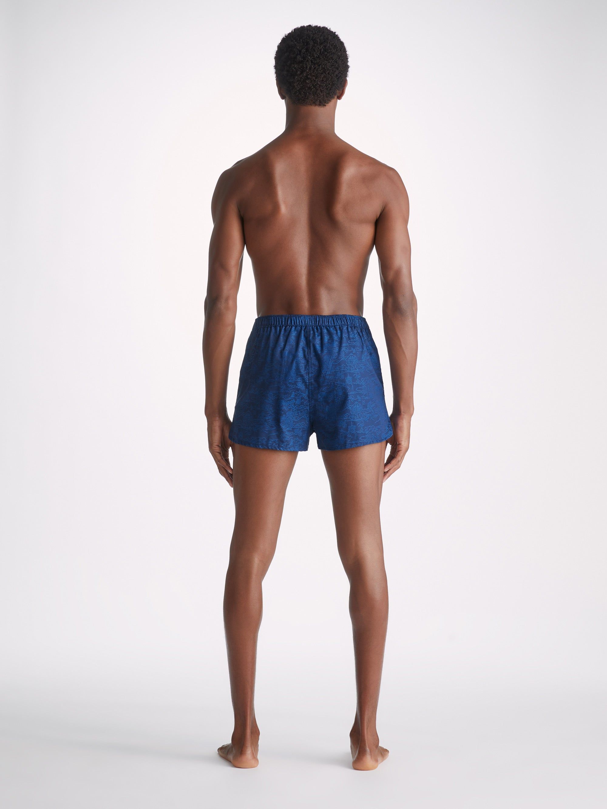 Men's Modern Fit Boxers Paris 25 Cotton Jacquard Navy sold by Derek Rose product image thumbnail 4