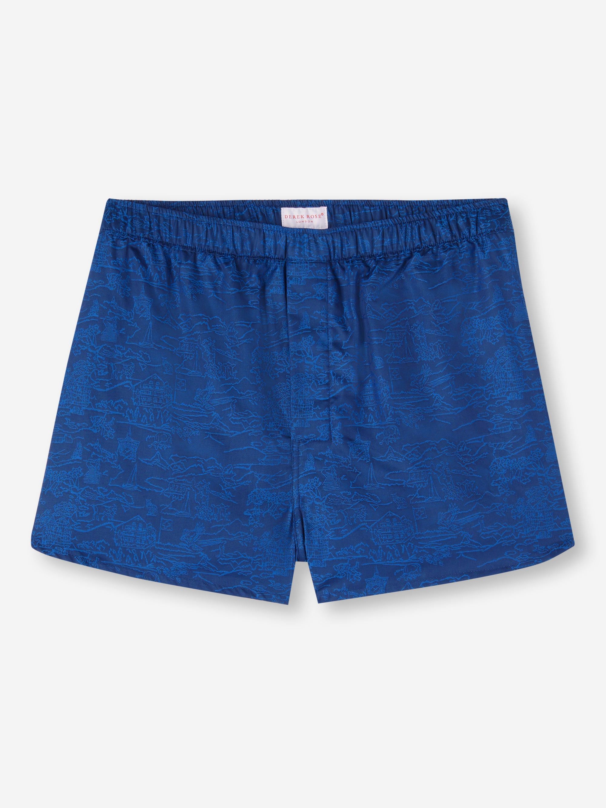 Men's Modern Fit Boxers Paris 25 Cotton Jacquard Navy sold by Derek Rose product image thumbnail 2