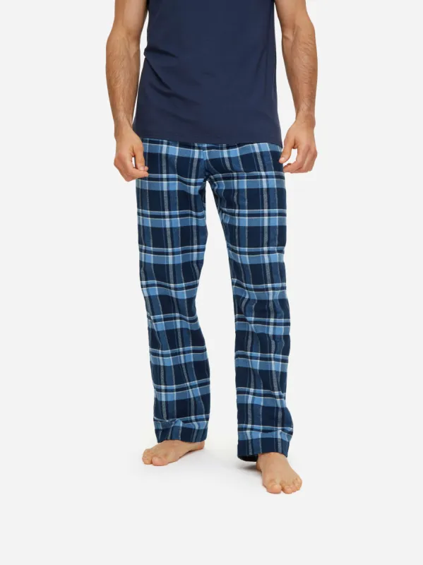 Men's Lounge Trousers Kelburn 22 Brushed Cotton Navy sold by Derek Rose
