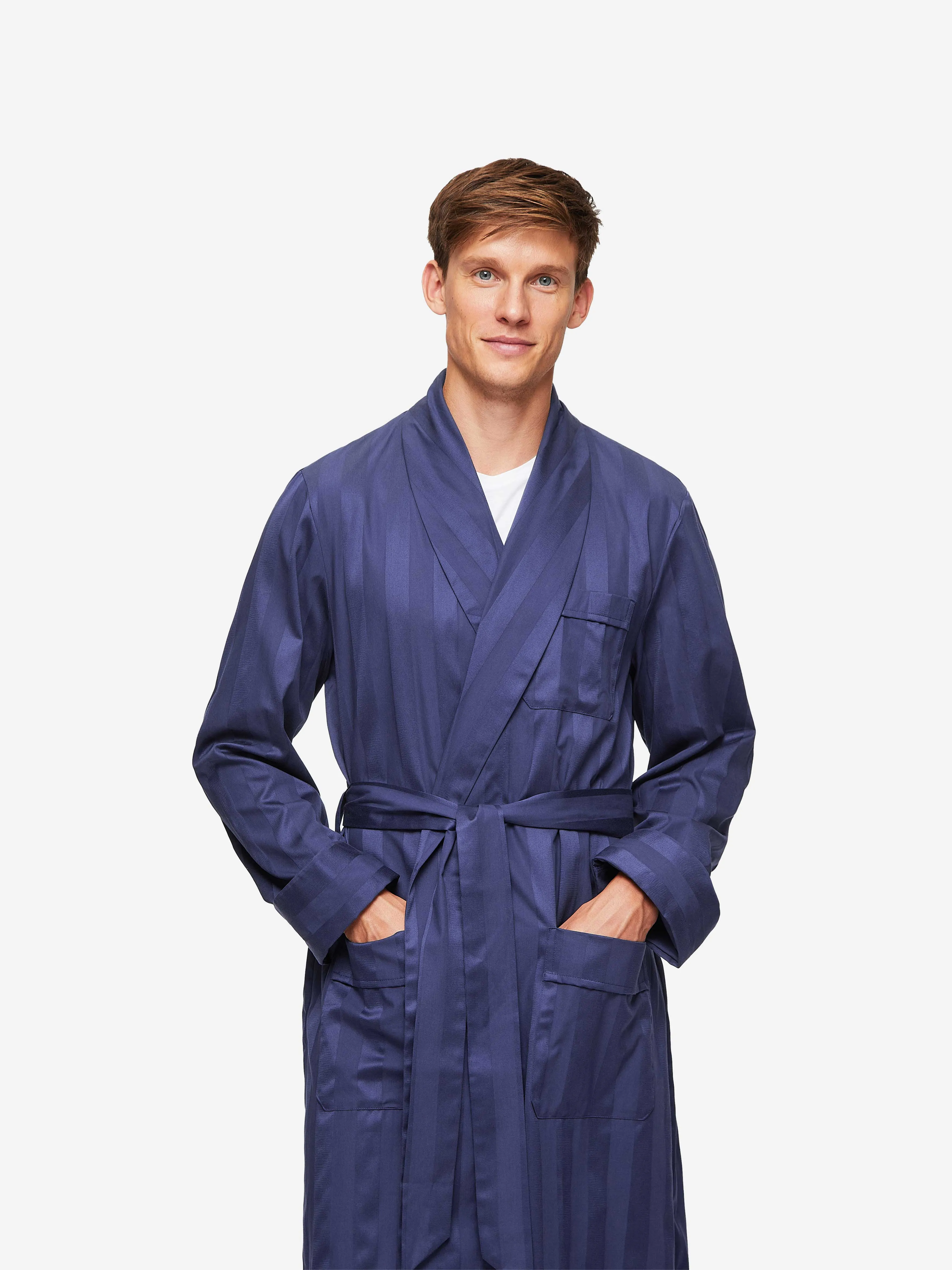 Men's Robe Lingfield Cotton Navy sold by Derek Rose