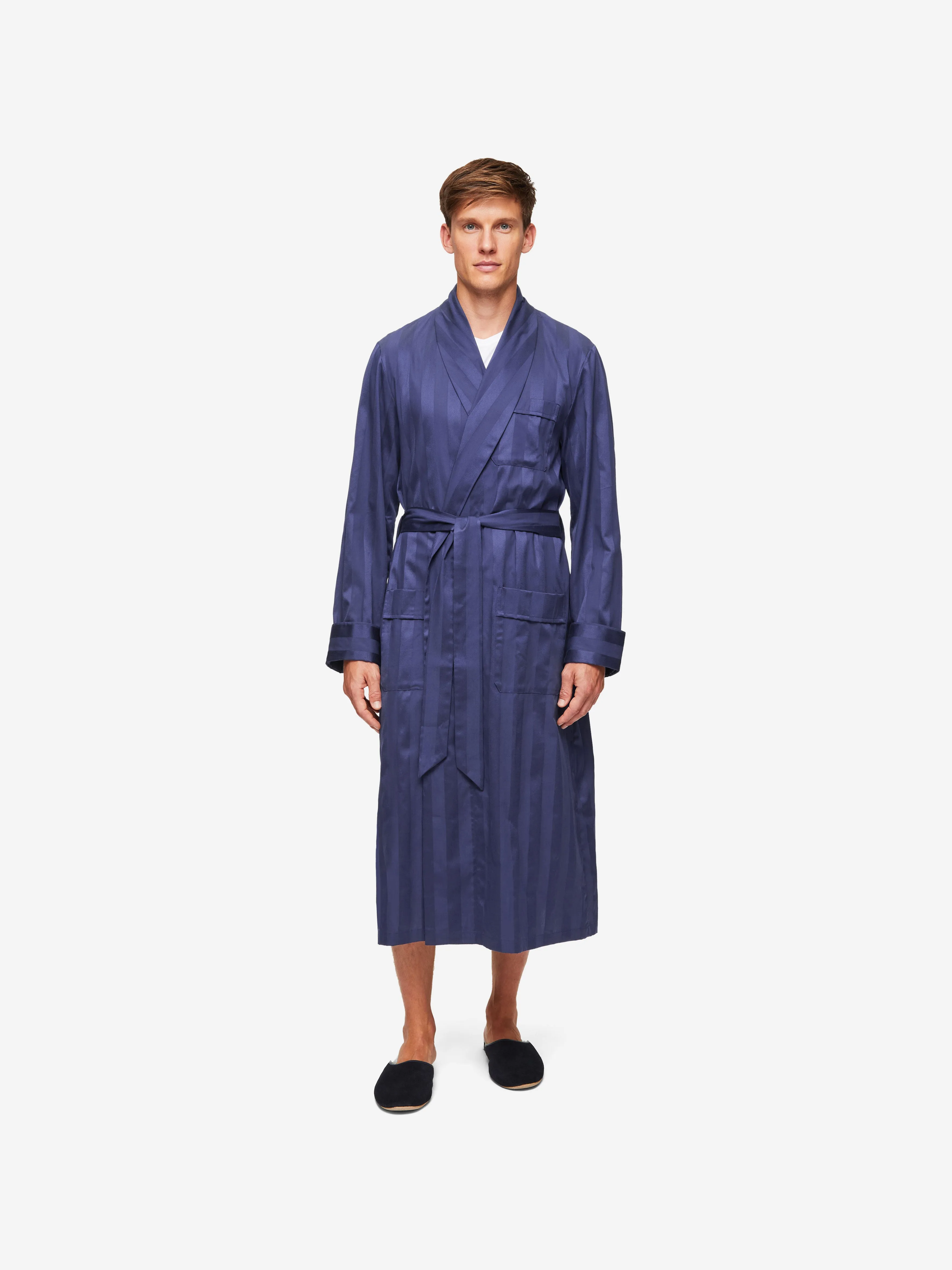 Men's Robe Lingfield Cotton Navy sold by Derek Rose product image thumbnail 3